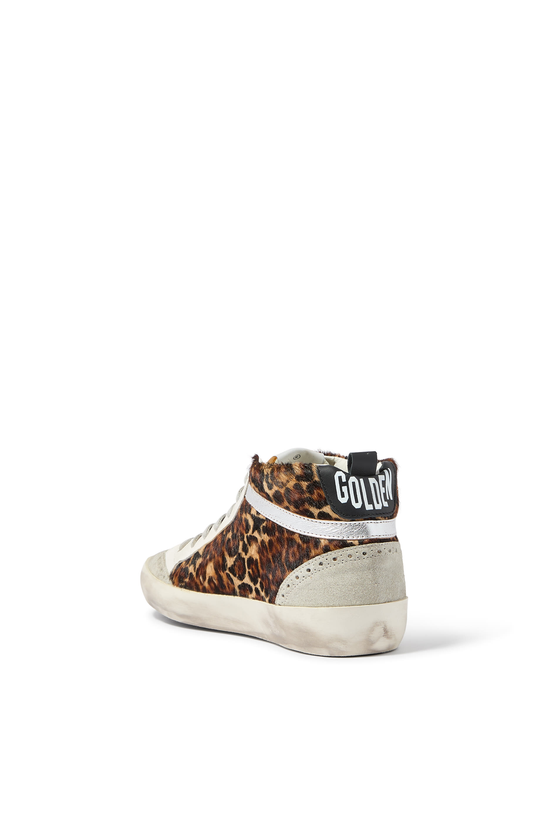 Mid Star Sneakers in Leopard Print Pony Skin with Black Star