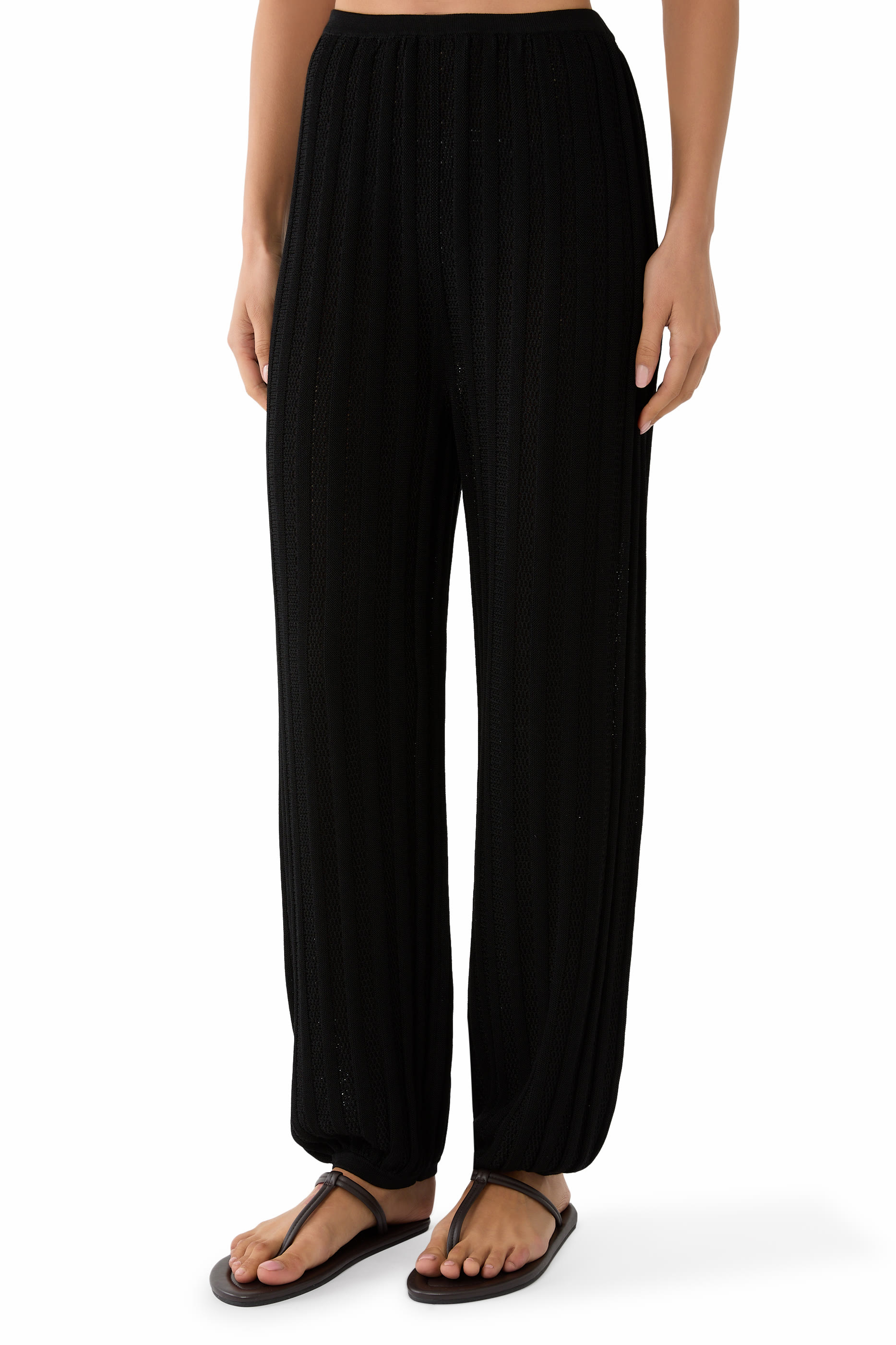 Longitude Pointelle-Knit Trousers