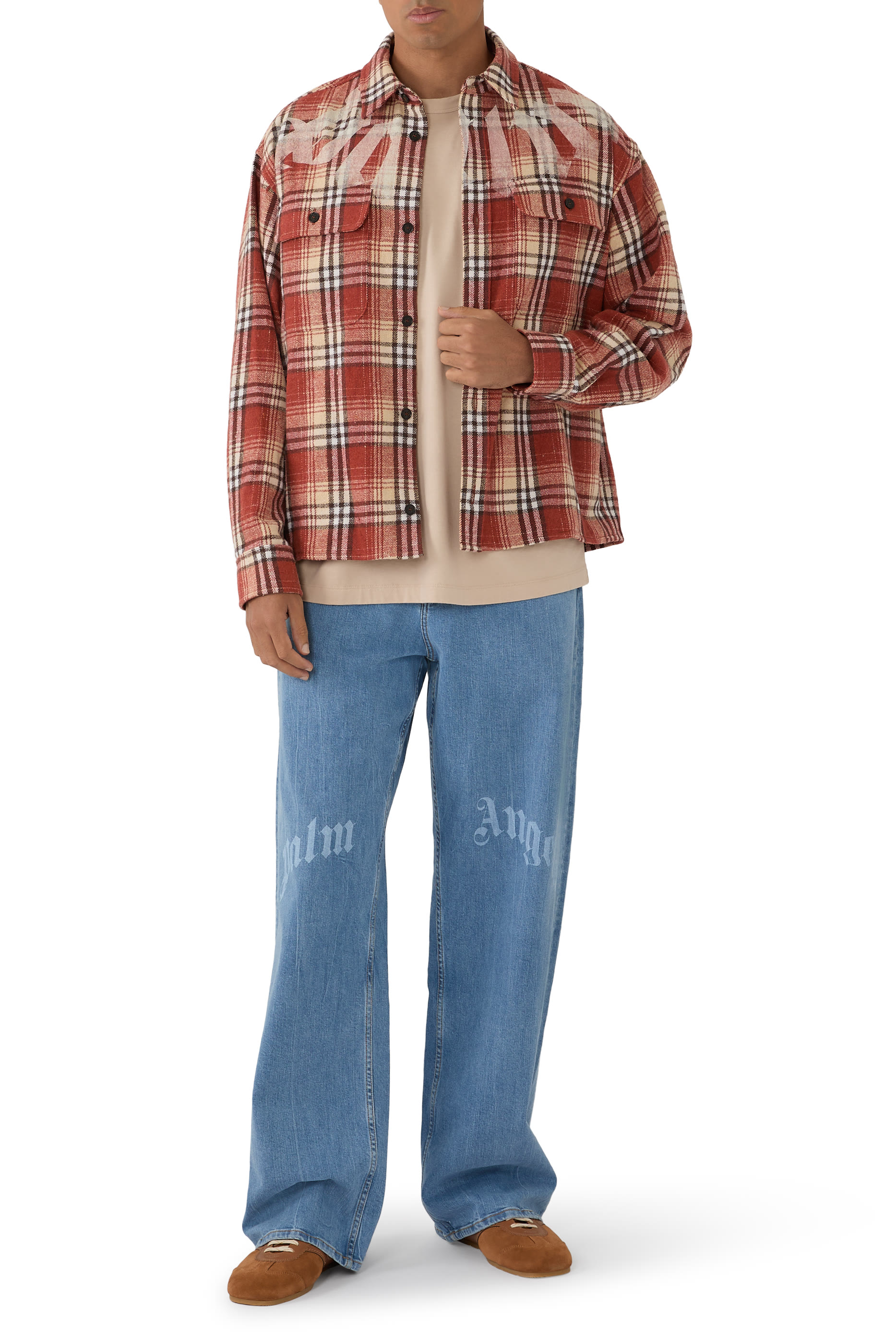  Curved Logo Loose 5 Pockets Jeans 