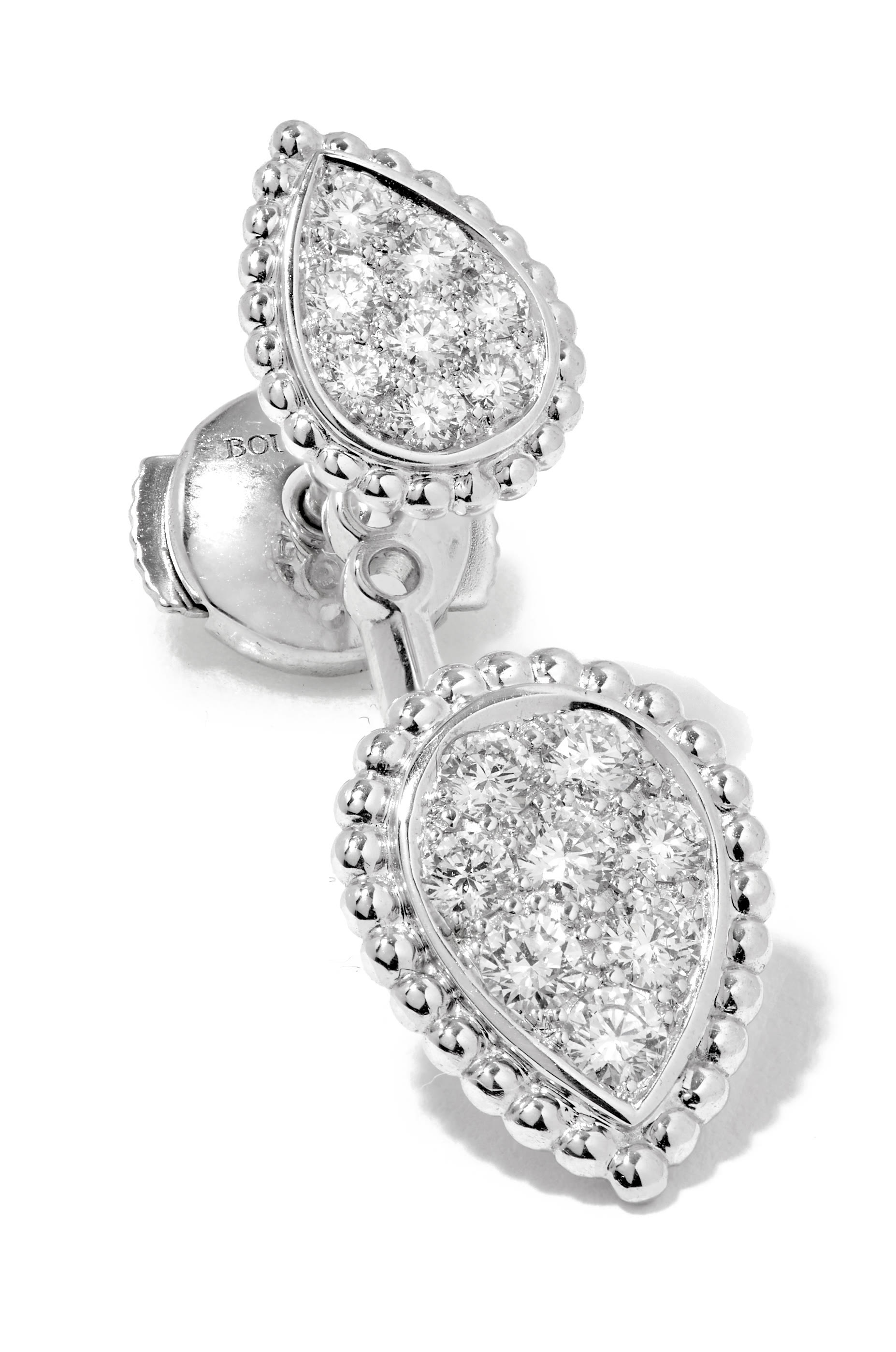 Serpent Boh&egrave;me Double Motif Single Stud Earring, 18K White Gold & Diamonds