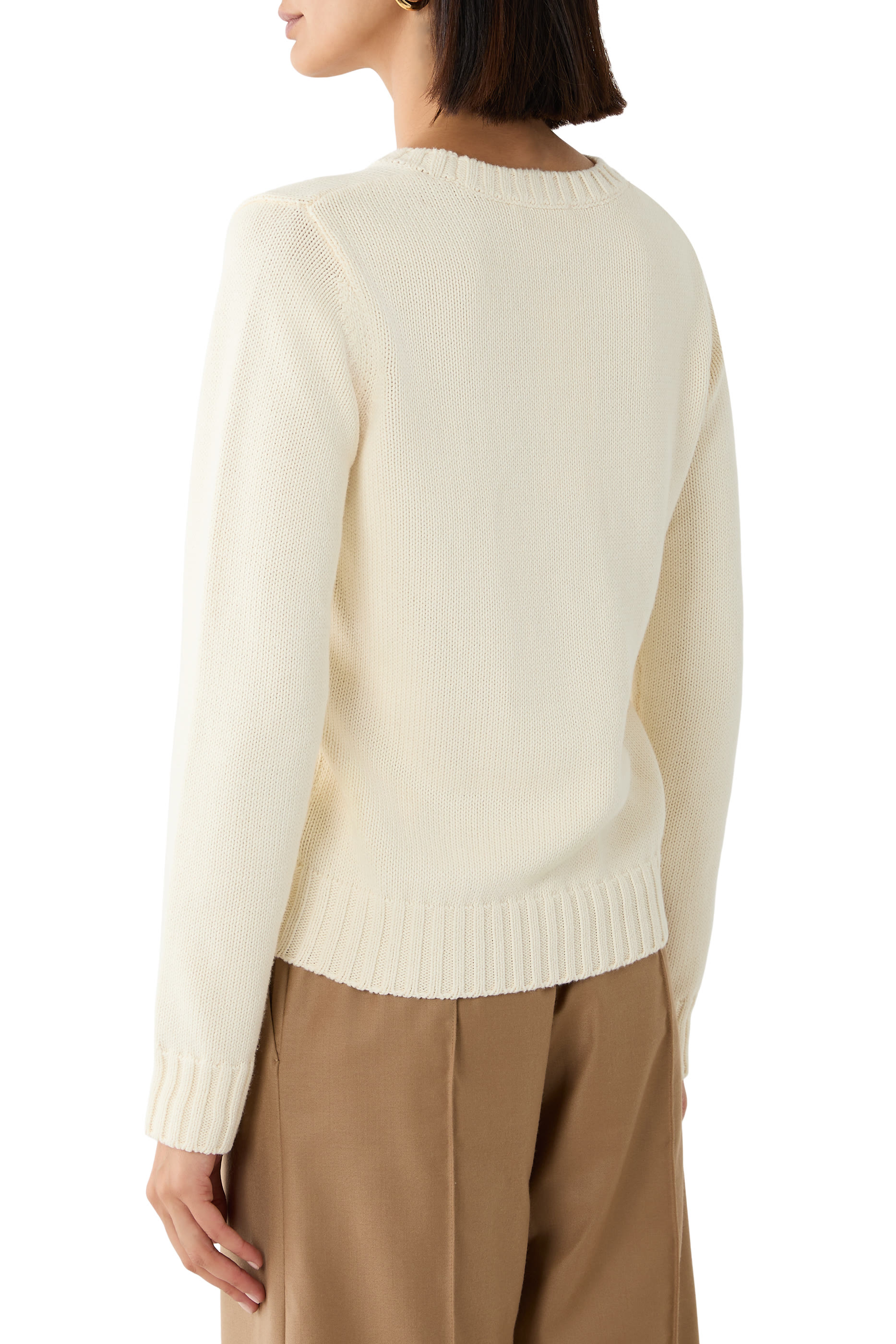 Graphic-Print Ribbed-Trim Sweater