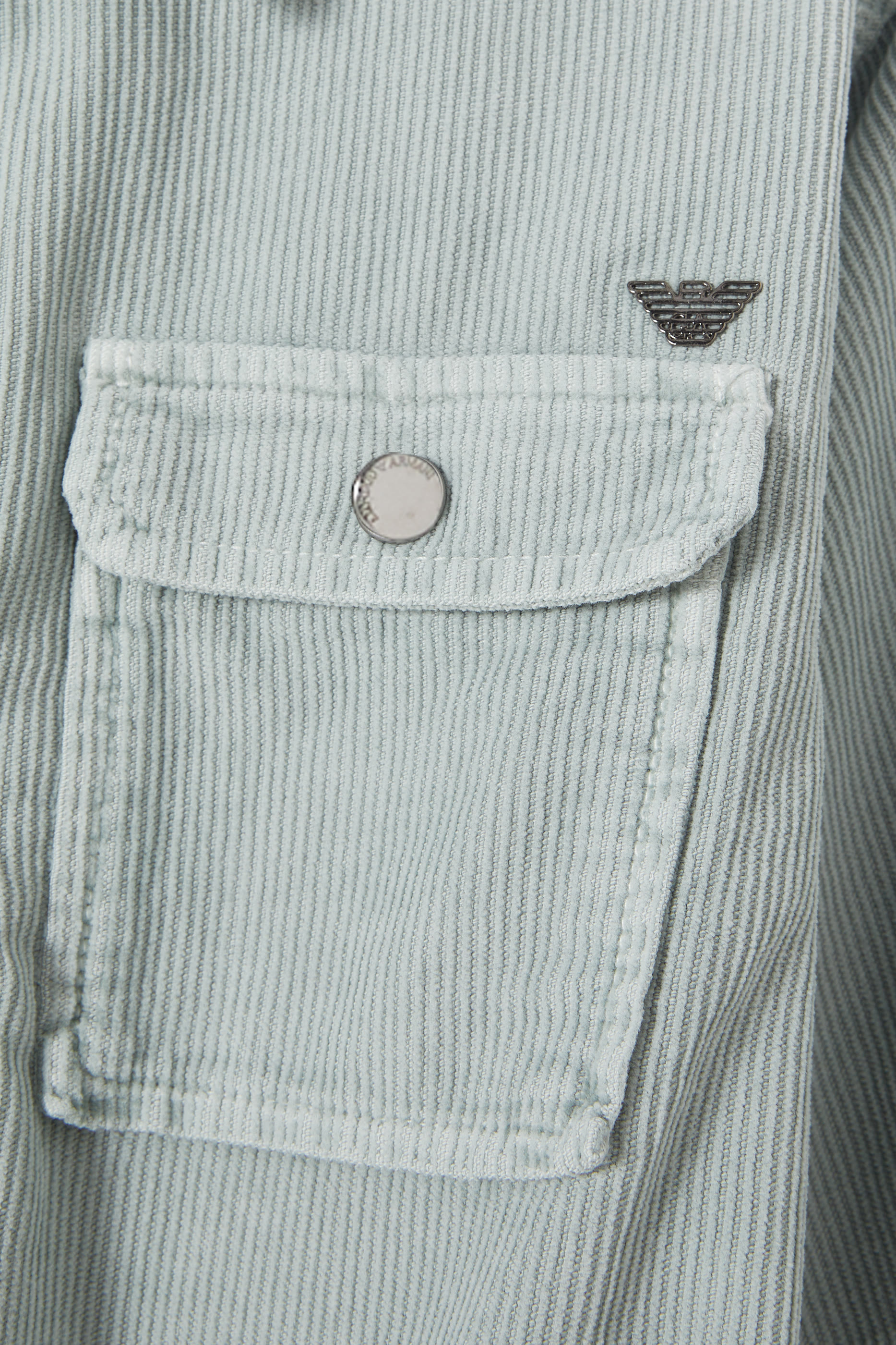 Kids Cotton Corduroy Shirt with Chest Pocket & Metal Buttons 