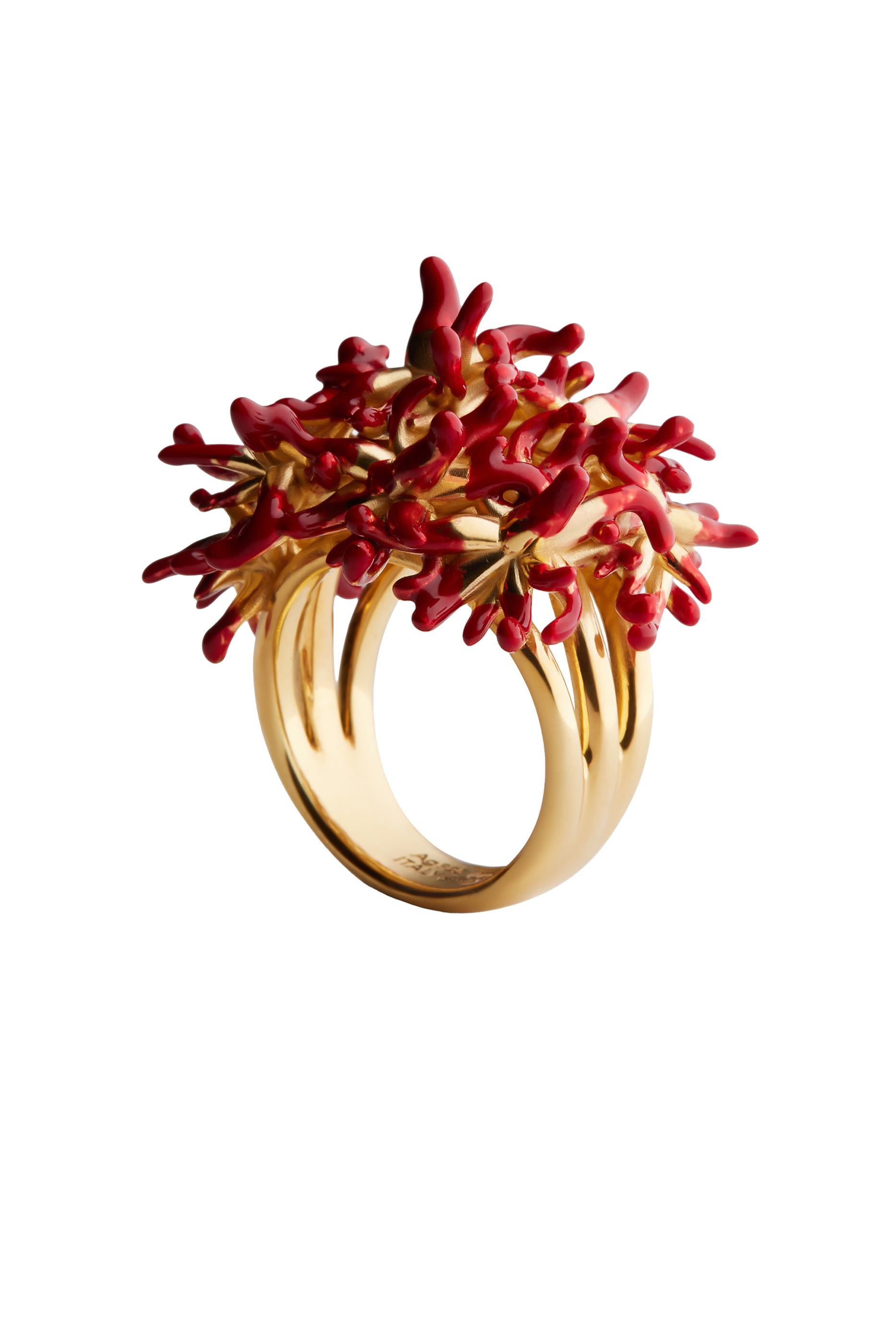 Sea Coral Ring, Sterling Silver & Enamel