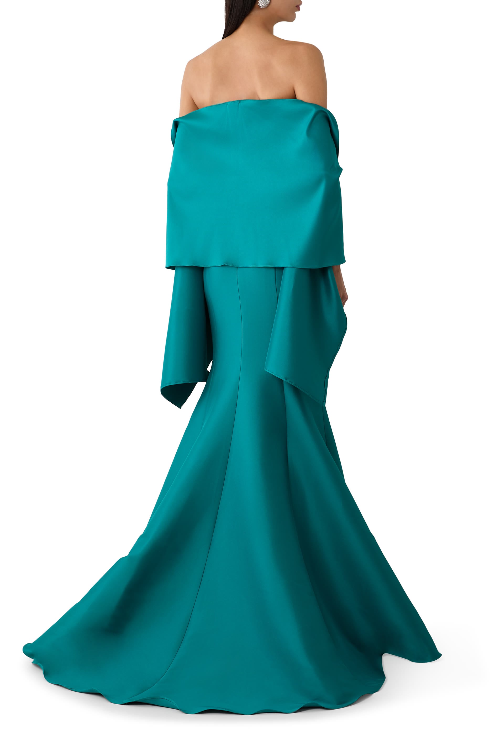 Ruffle Details Strapless Gown