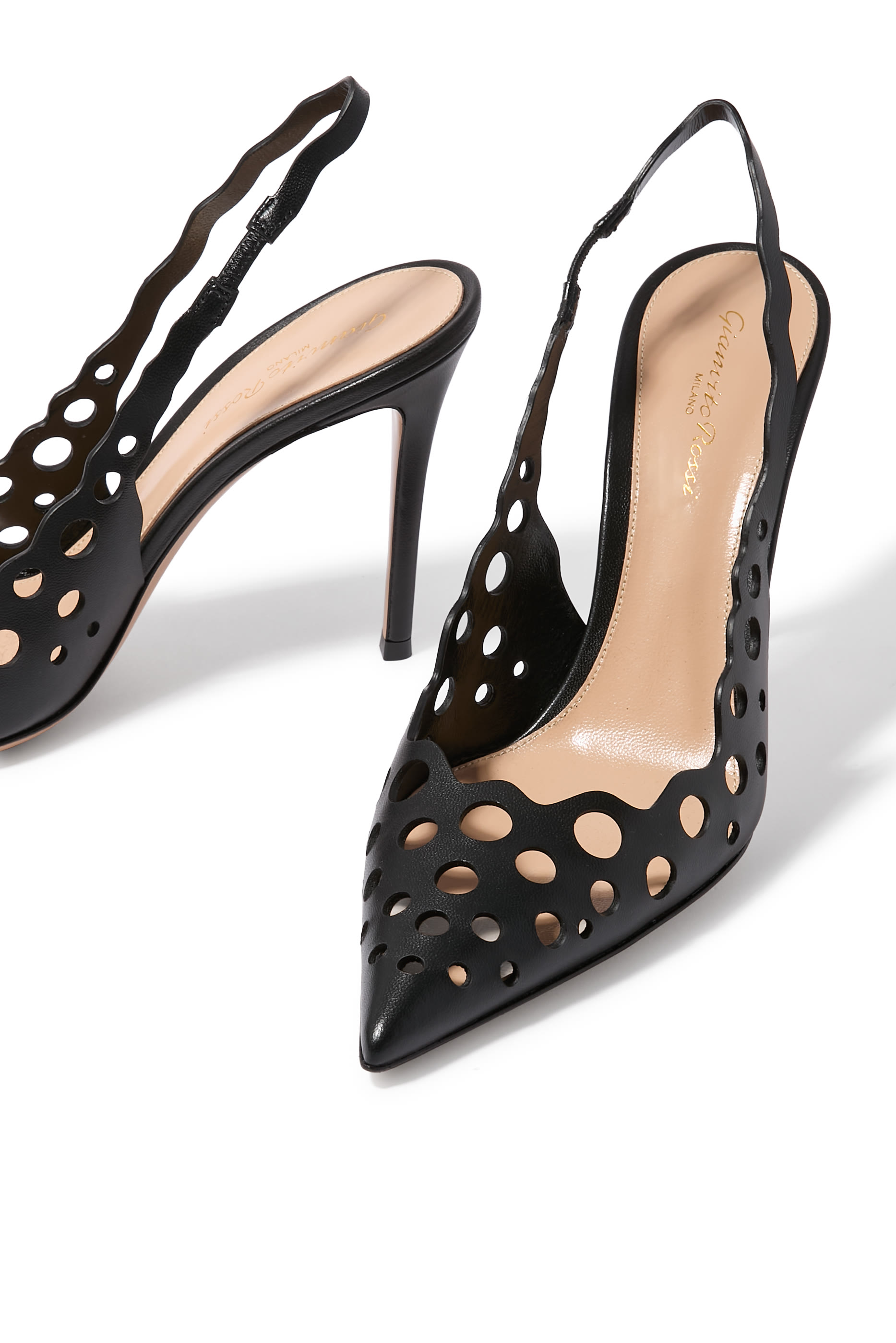 Laser-Cut 95 Slingback Heeled Pumps 