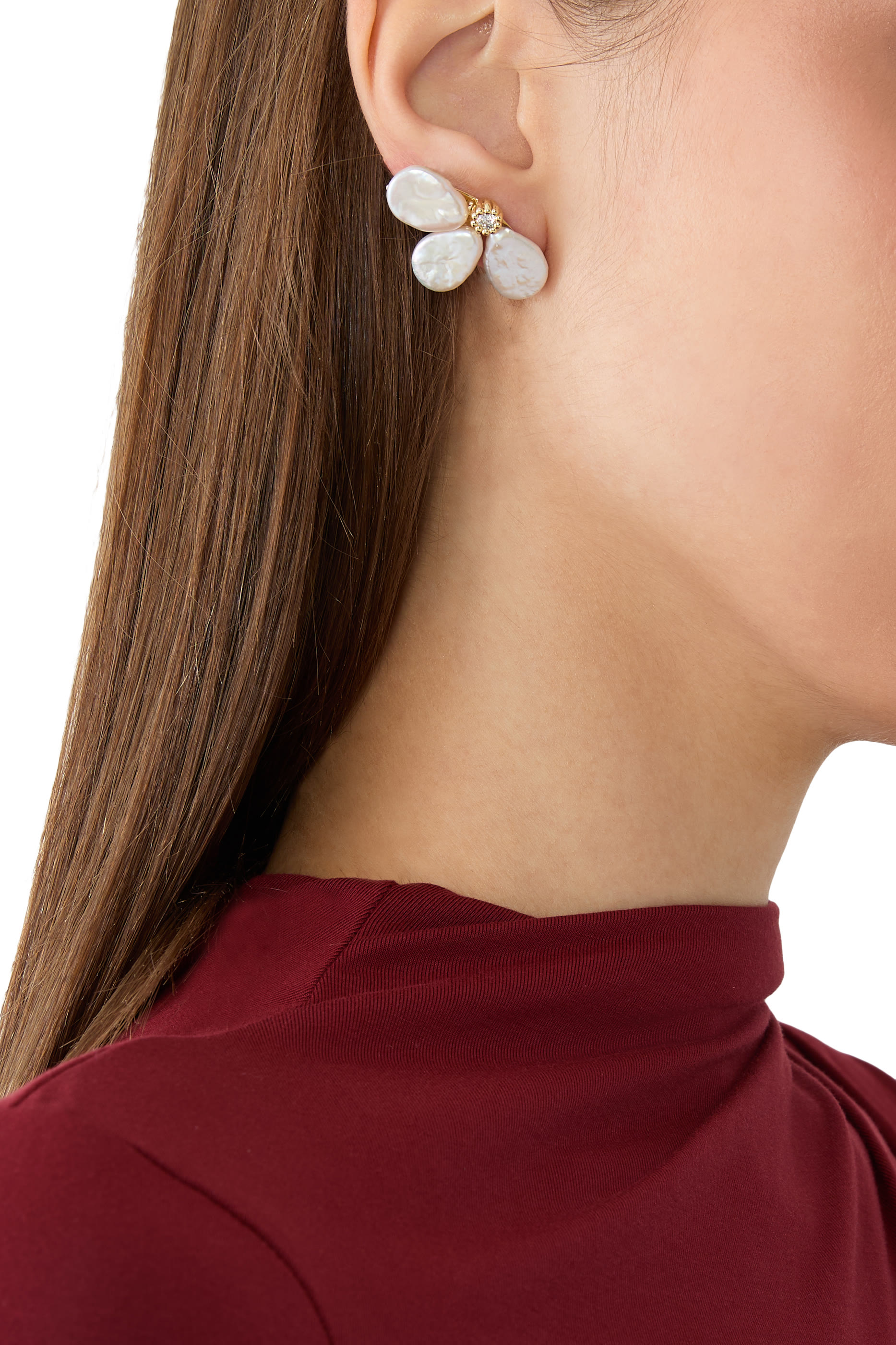 Amira Drop Earrings, 14K Gold over Sterling Silver, Pearls & Cubic Zirconia