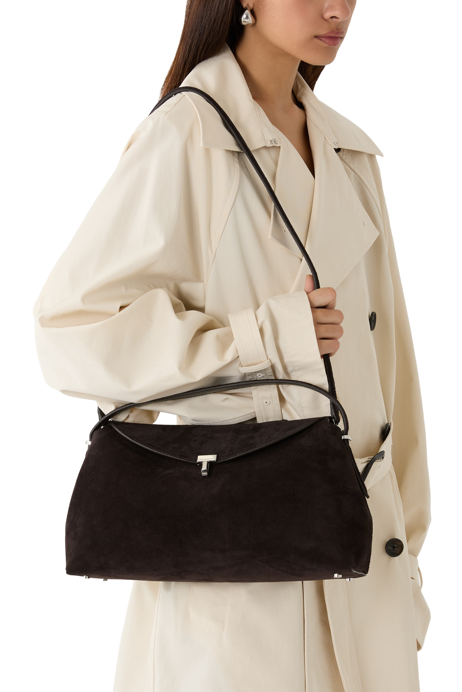 T-Lock Suede Top Handle Bag