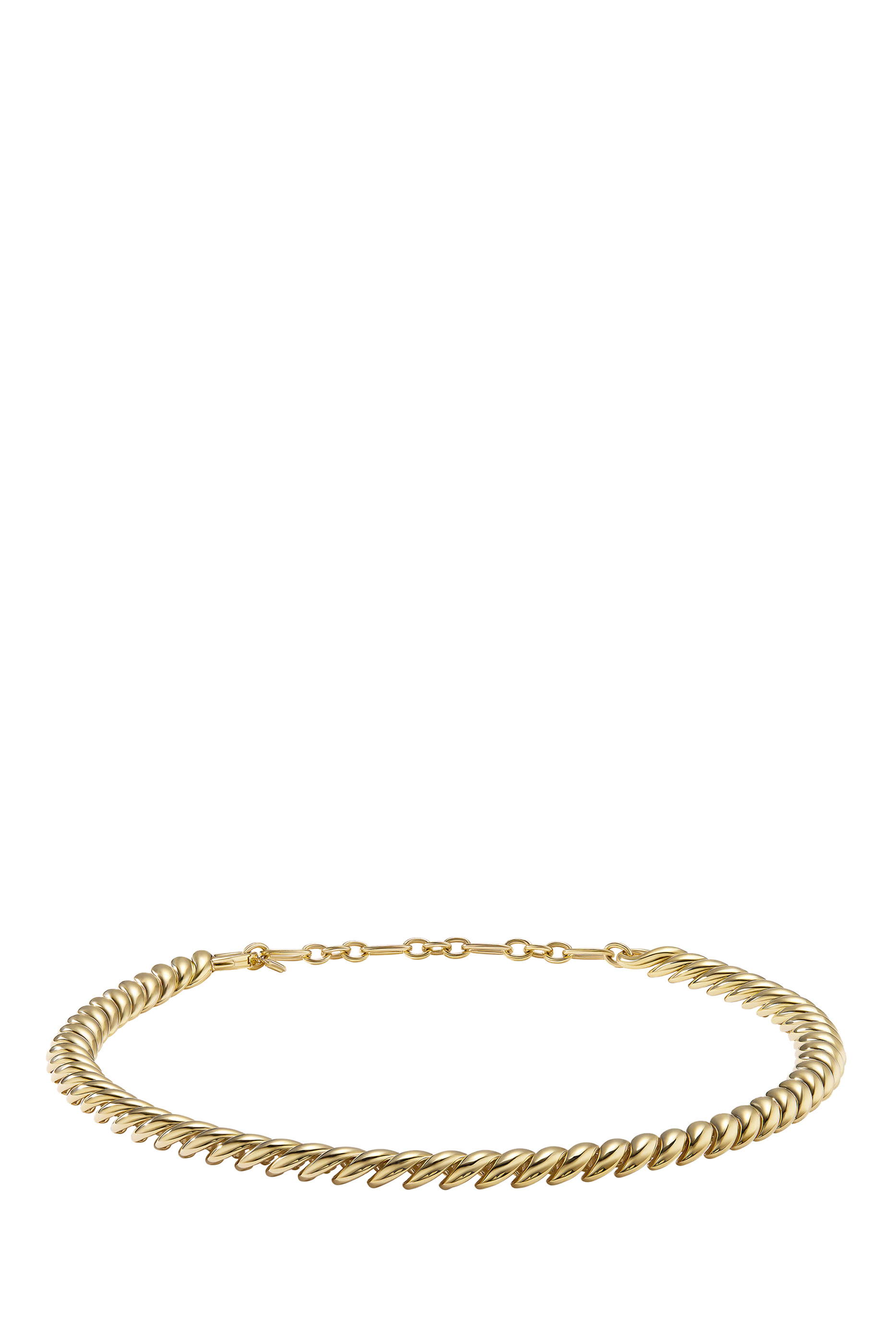 Sculpted 18in Cable Necklace, 18k Yellow Gold