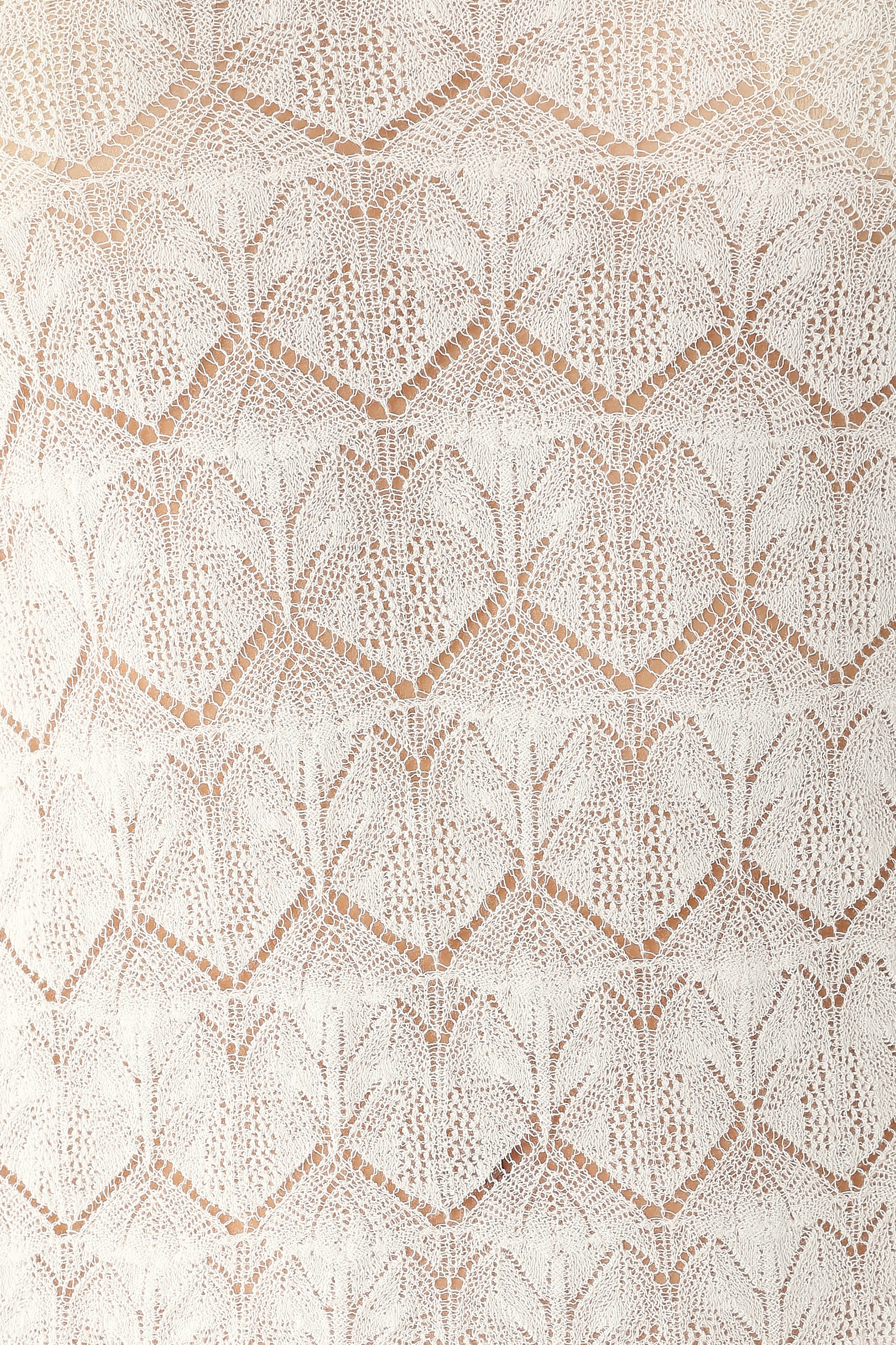 Fine Lace Cotton Three-Quarter-Sleeve Crew Neck Sweater 