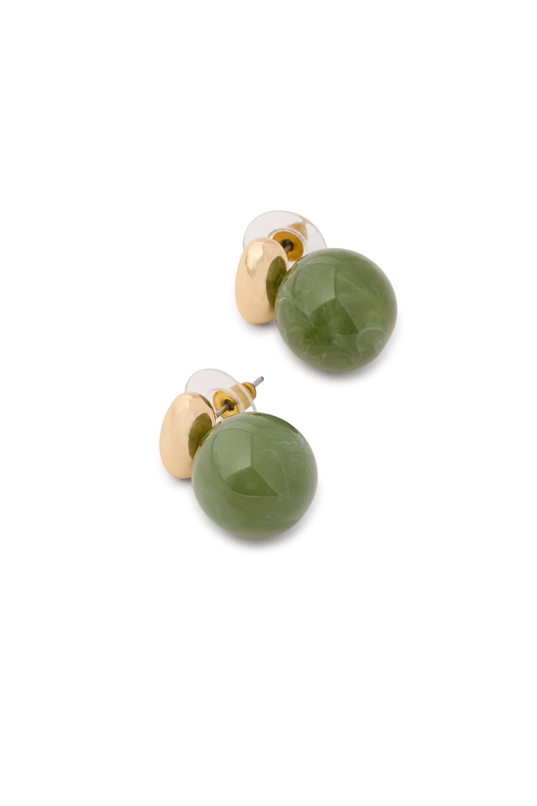 Alice Gemstone Earrings, 14K Gold-Plated Brass & Resin
