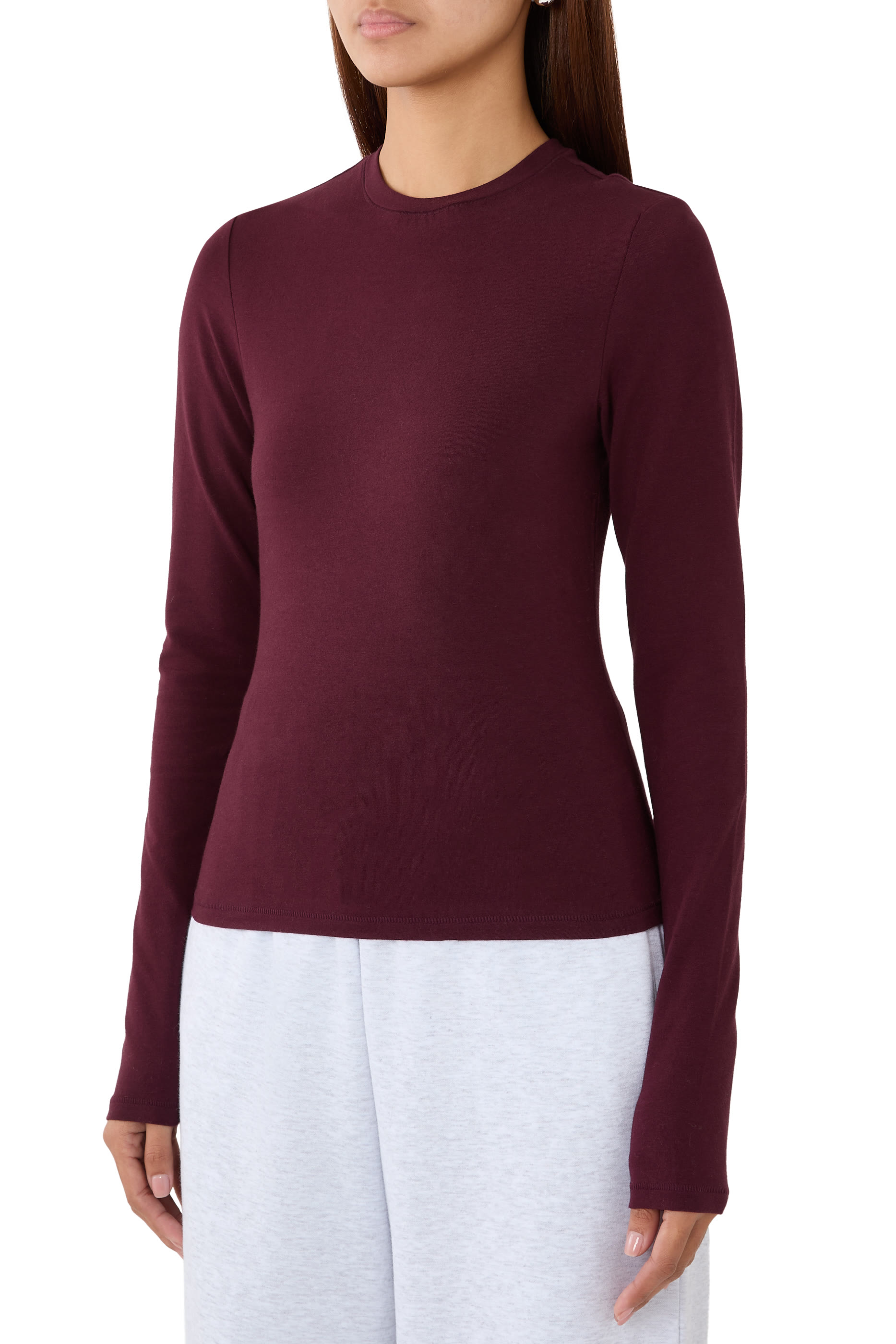 Cotton Jersey Long Sleeve T-Shirt