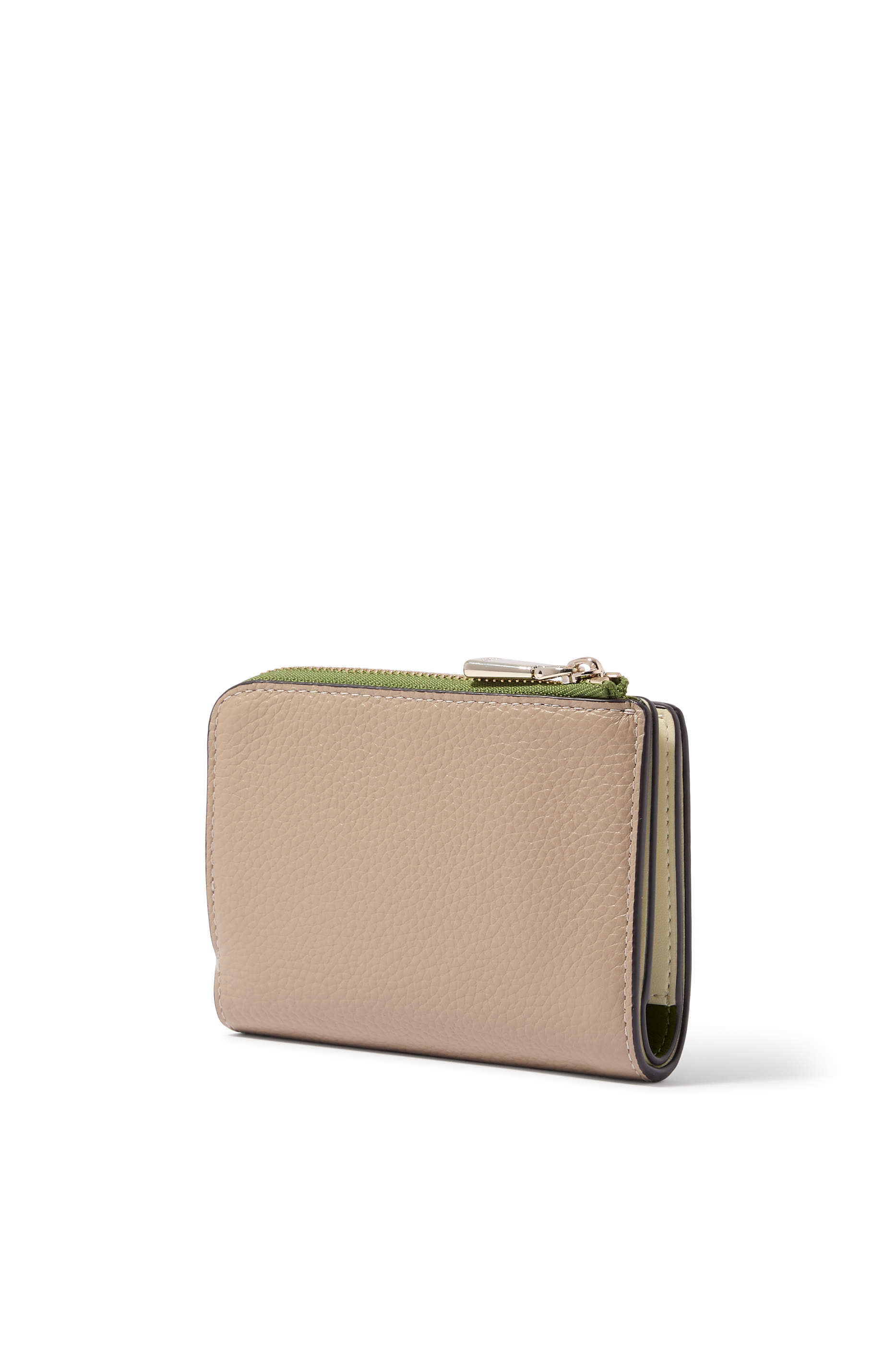  Ava Colorblocked Pebbled Leather Zip Bifold Wallet 