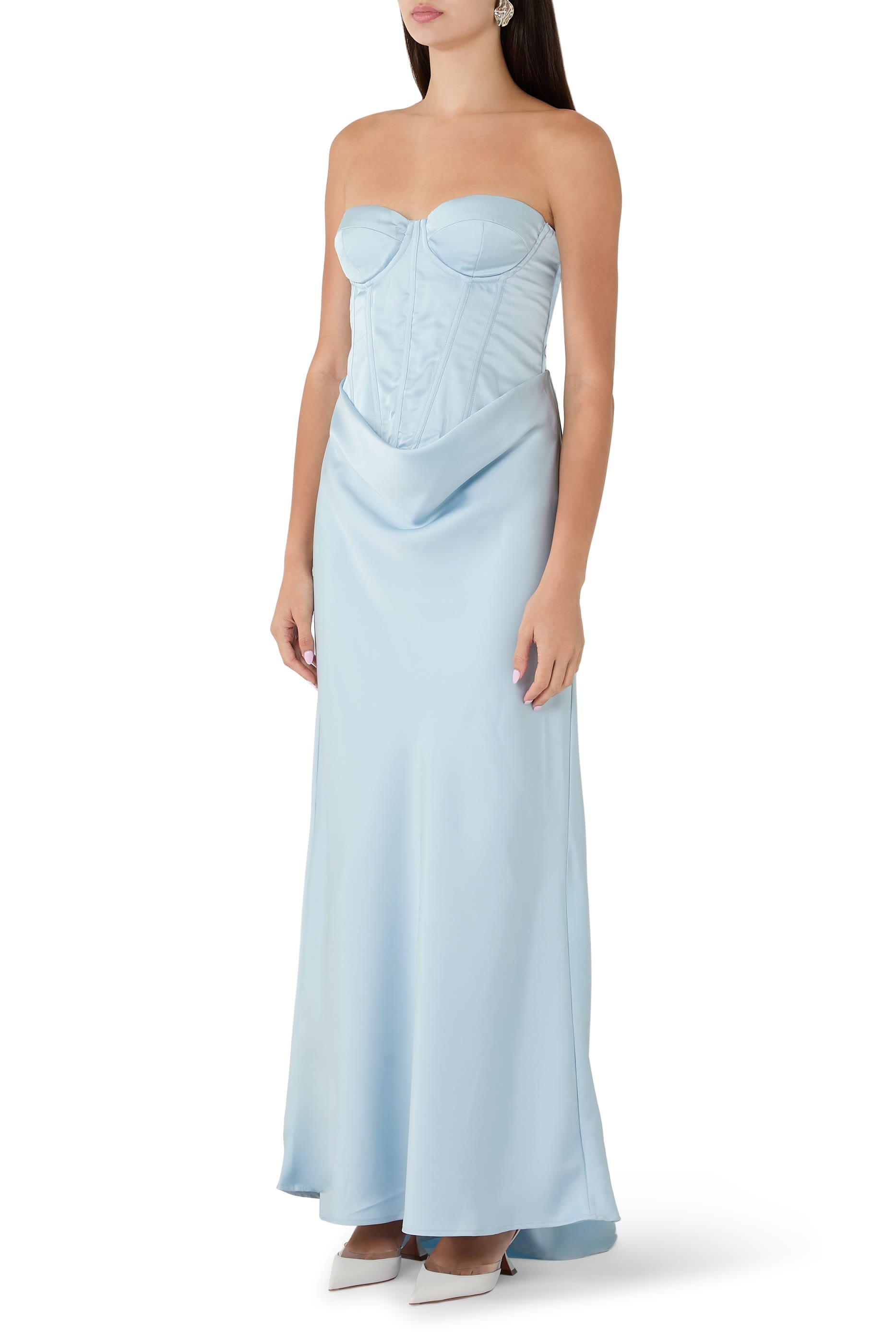  Satin Corset Maxi Dress