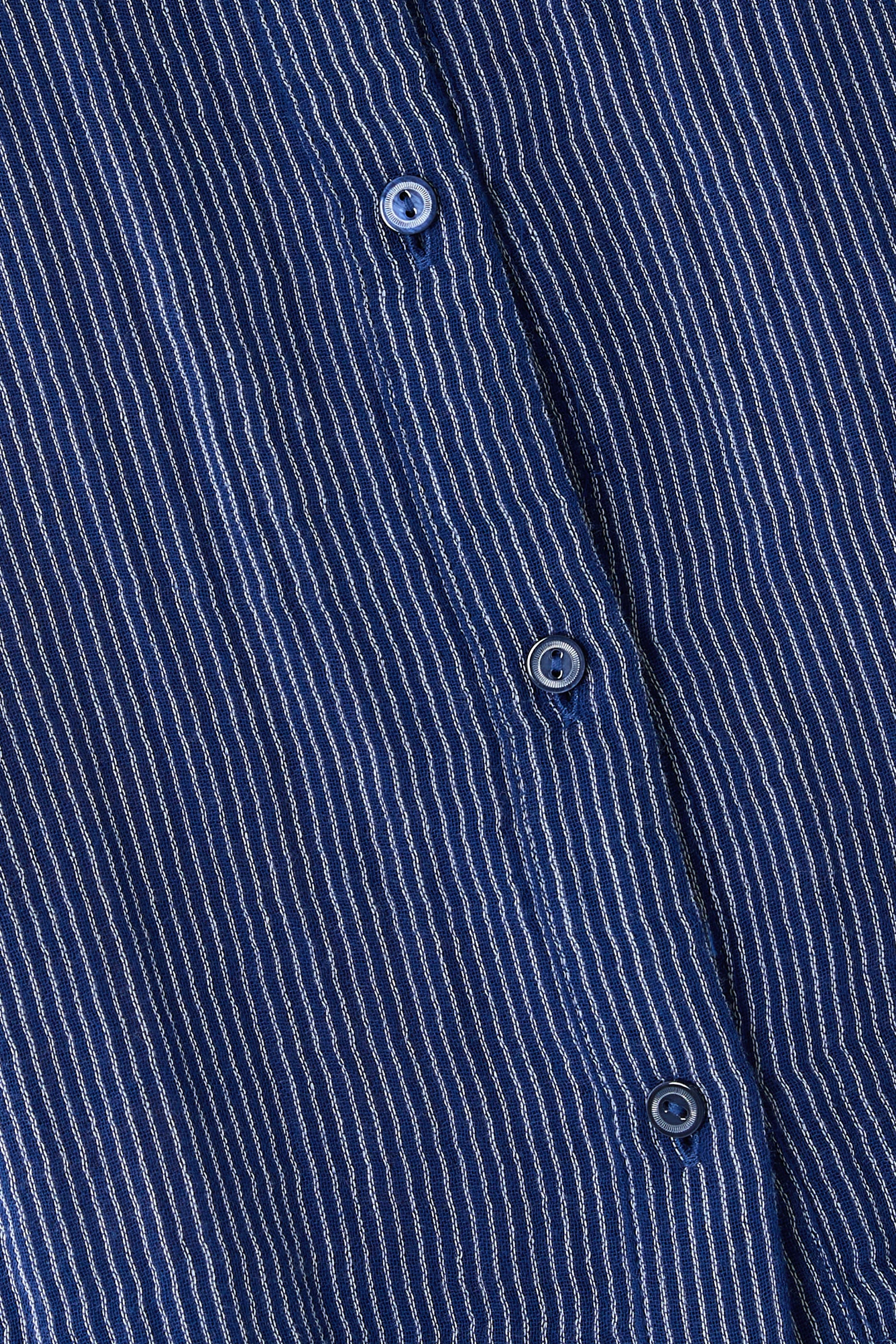 Striped Band Collar Shirt