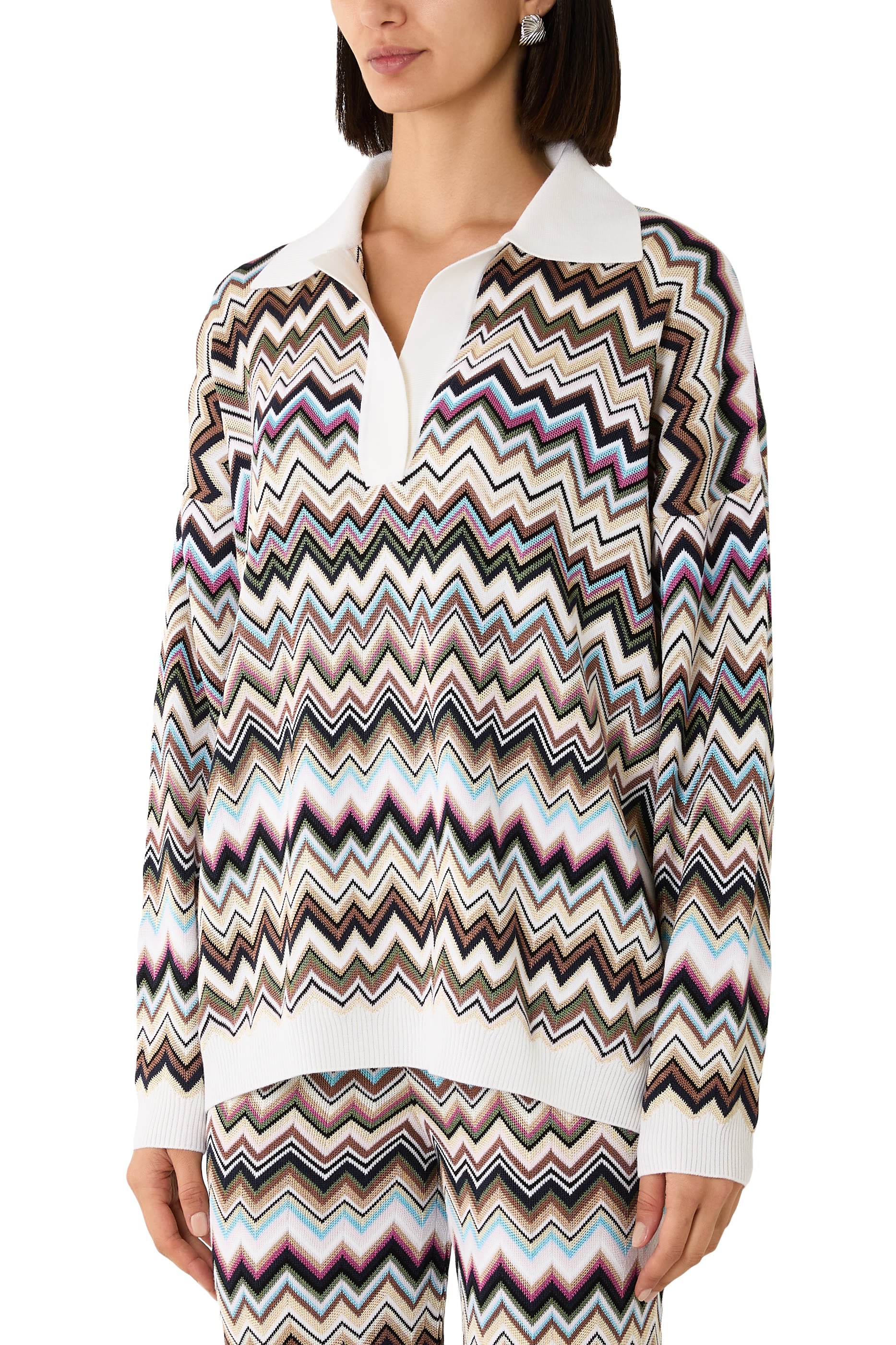 Chevron Long Sleeve Polo