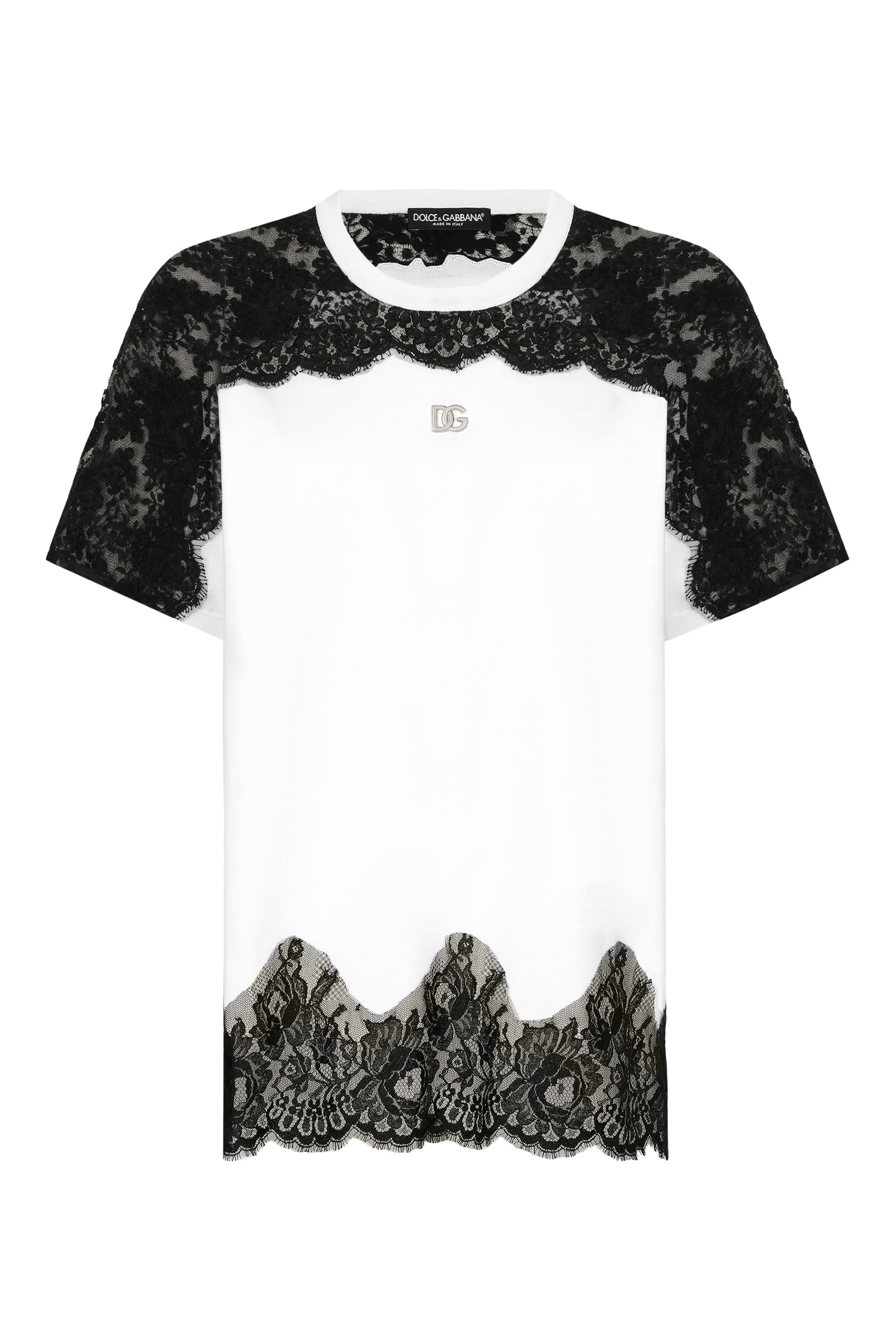 Jersey T-Shirt with DG Logo and Lace Inserts