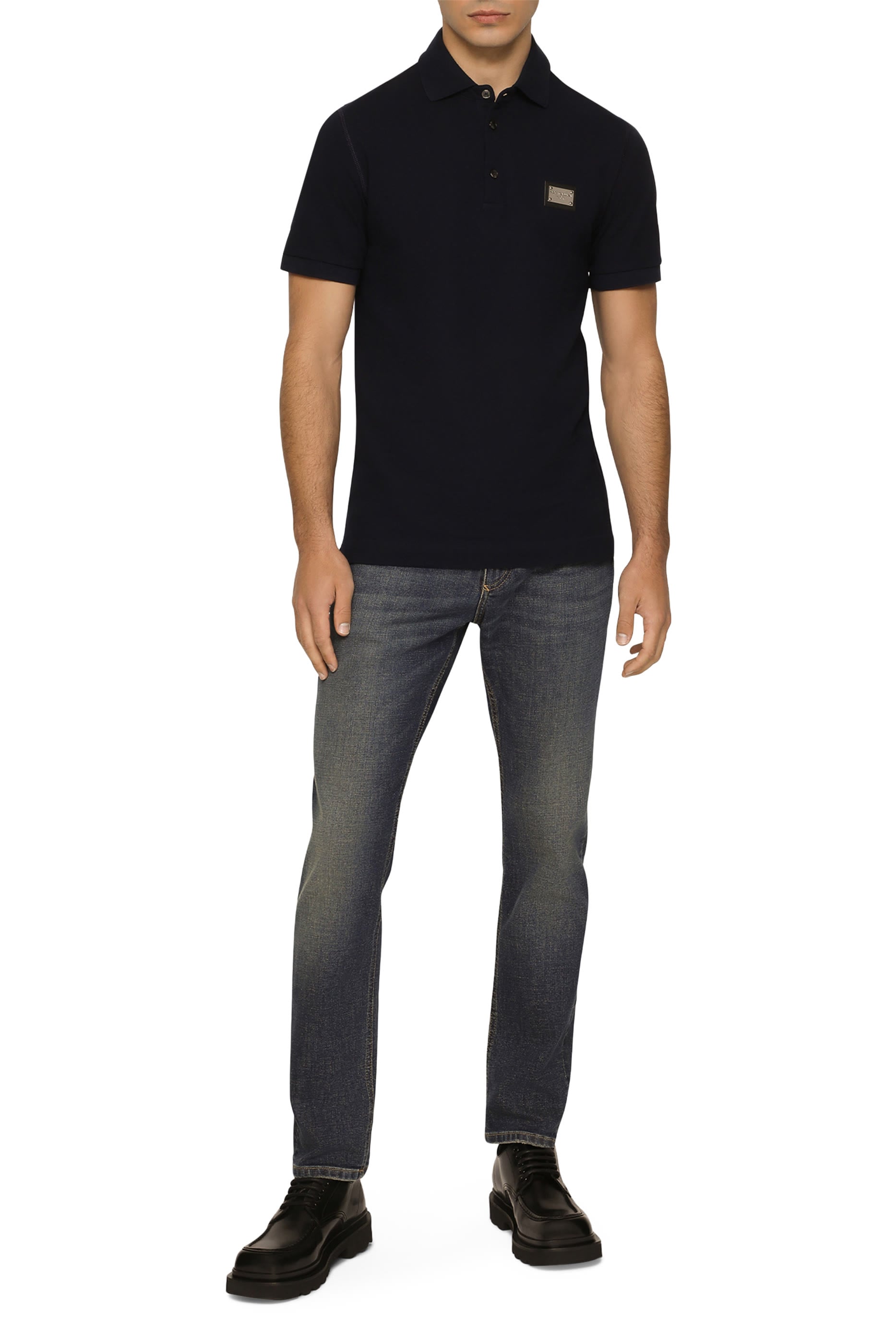 Regular-Fit Washed Stretch Jeans