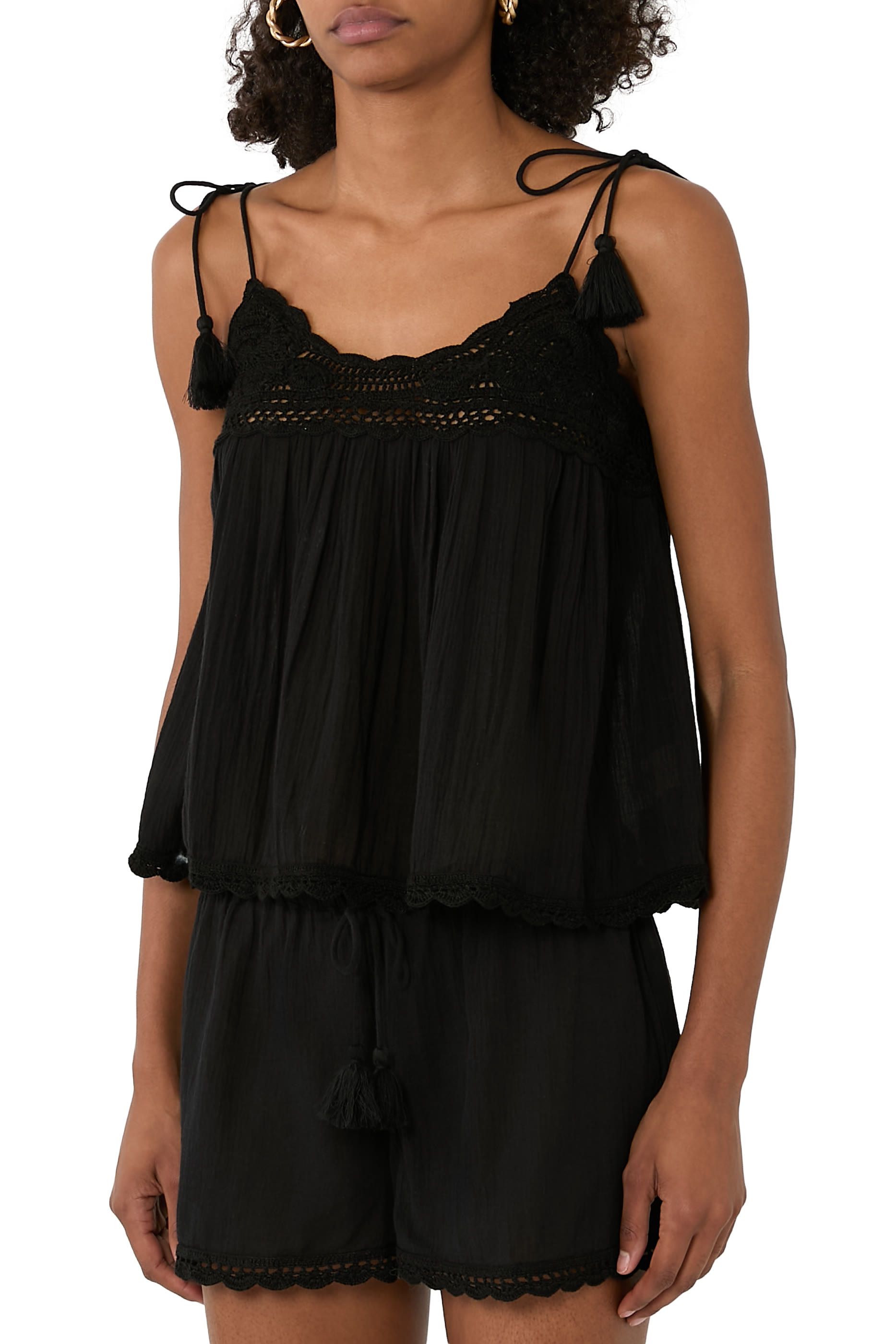 Crochet Detail Bermuda Coverup Top