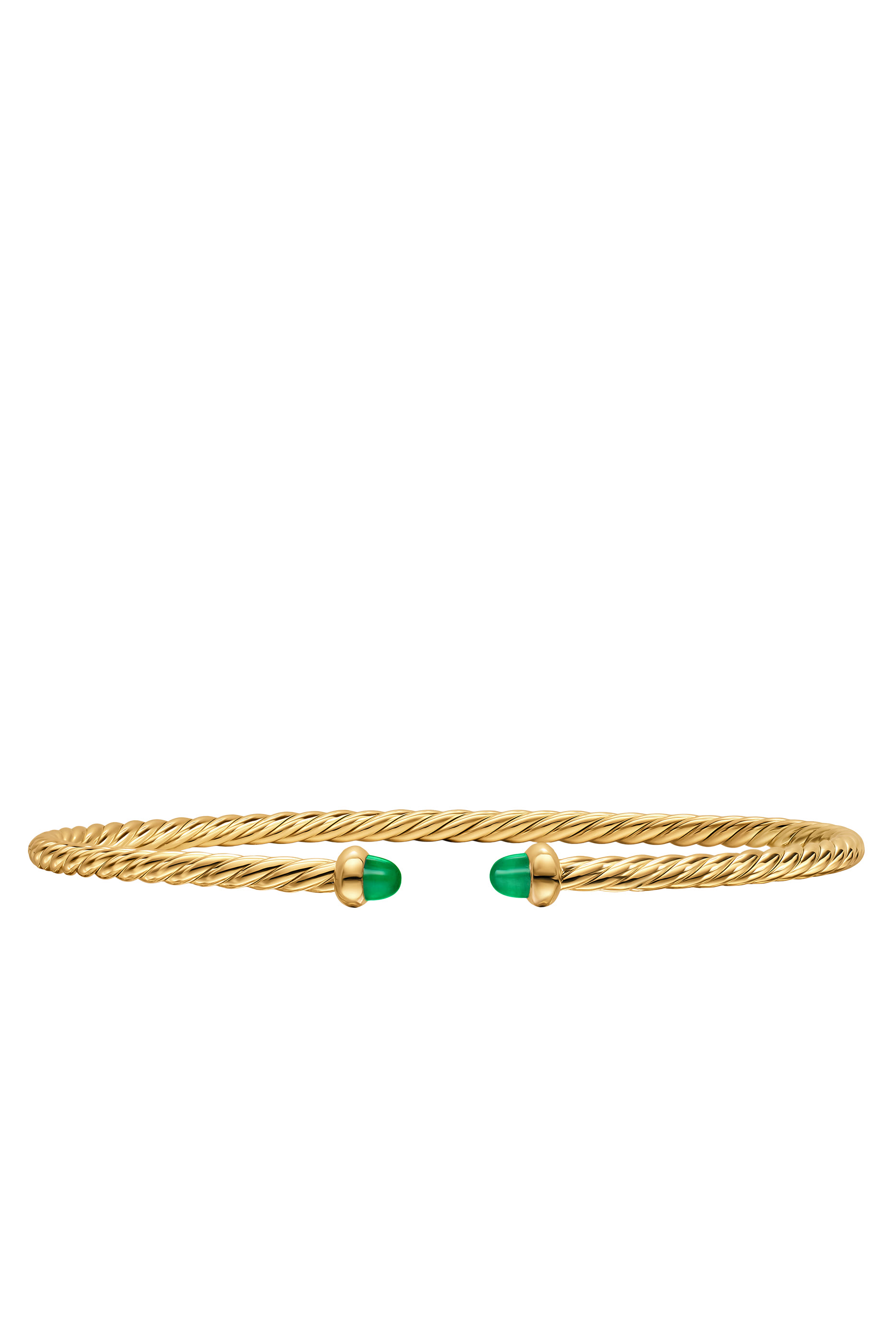 Cable Micro Cablespira Flex Bangle, 18K Yellow Gold & Emerald