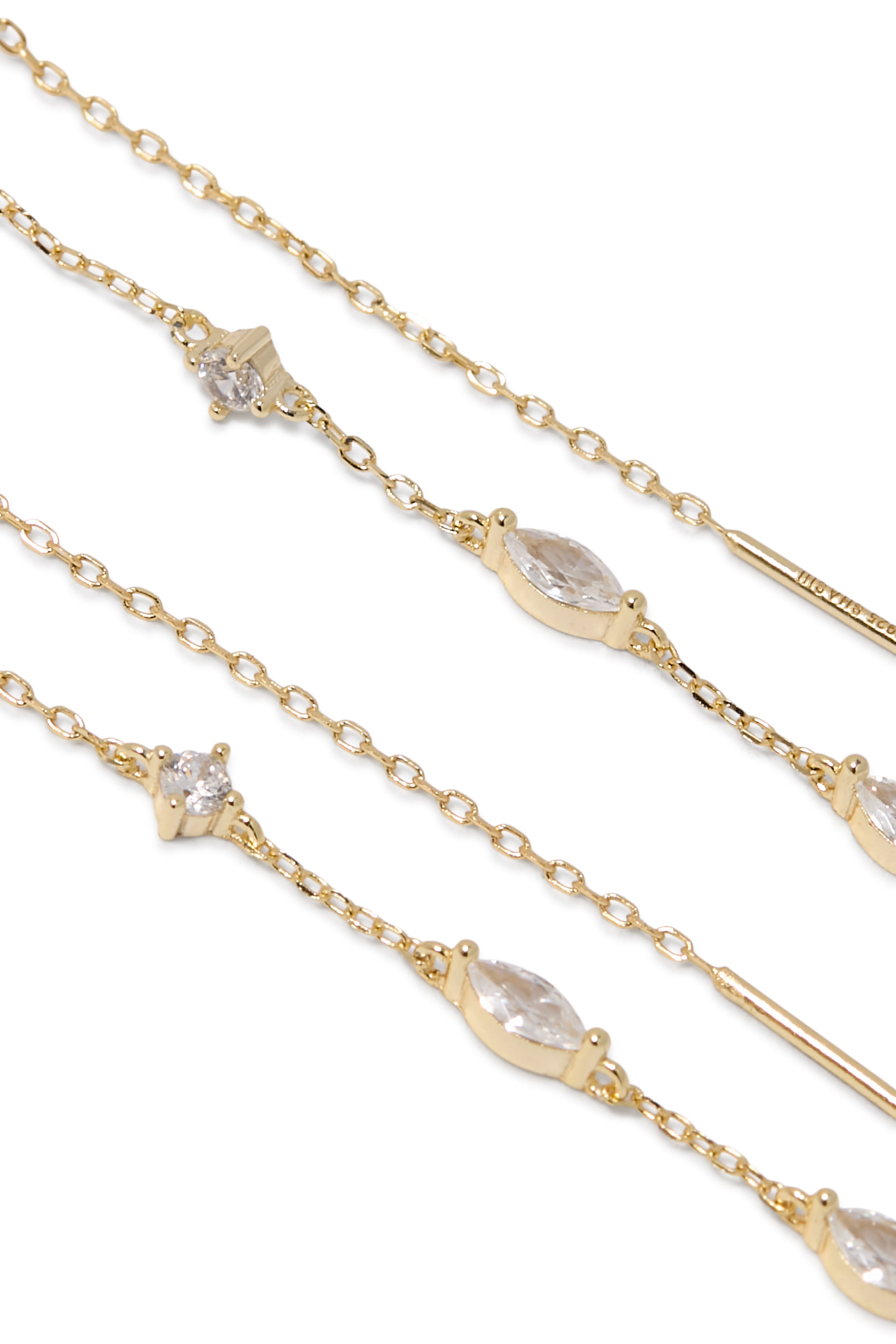 Whisper Ear Threader III,  14ct Gold Vermeil on Sterling Silver & Cubic Zirconia