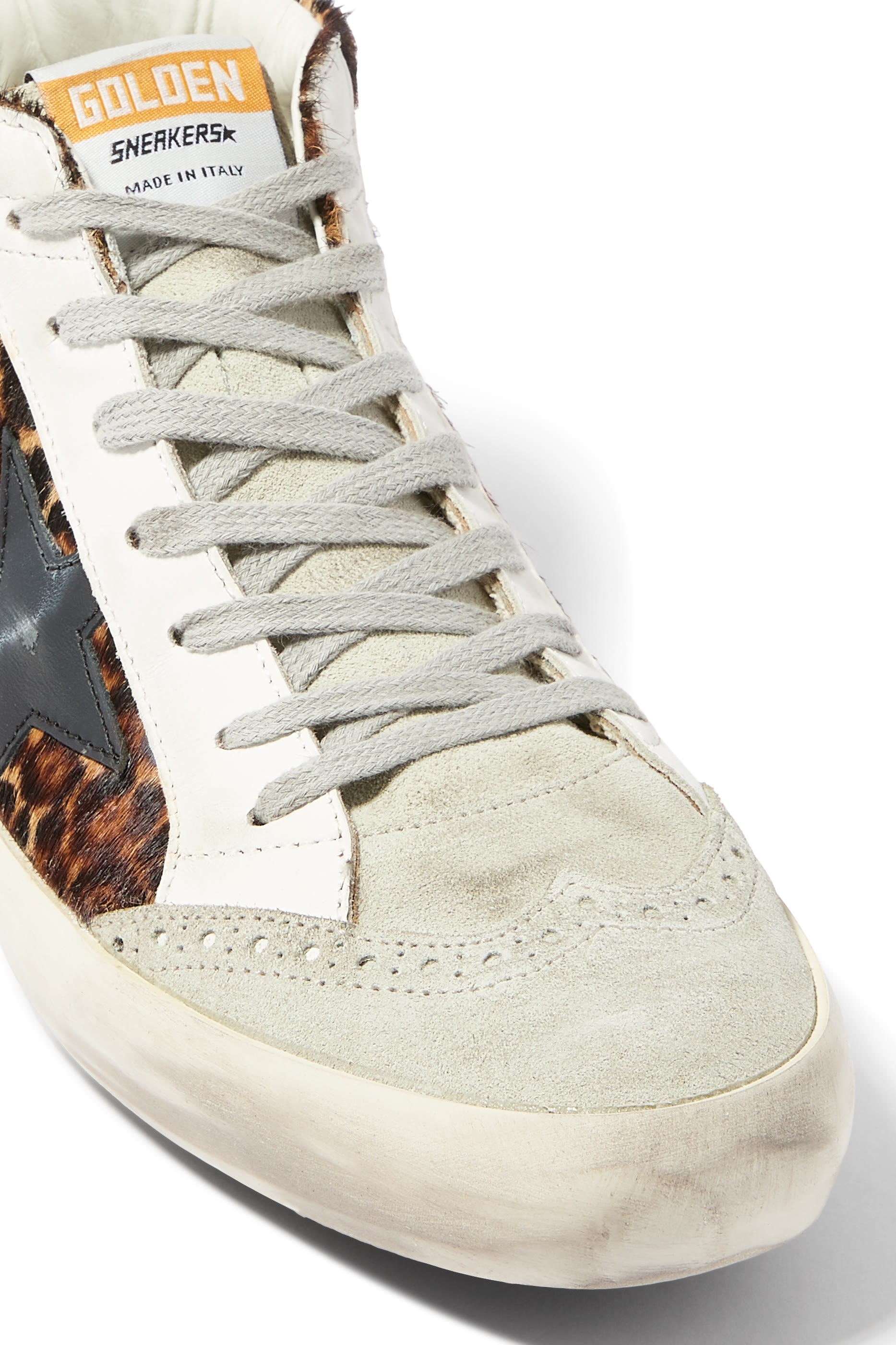 Mid Star Sneakers in Leopard Print Pony Skin with Black Star