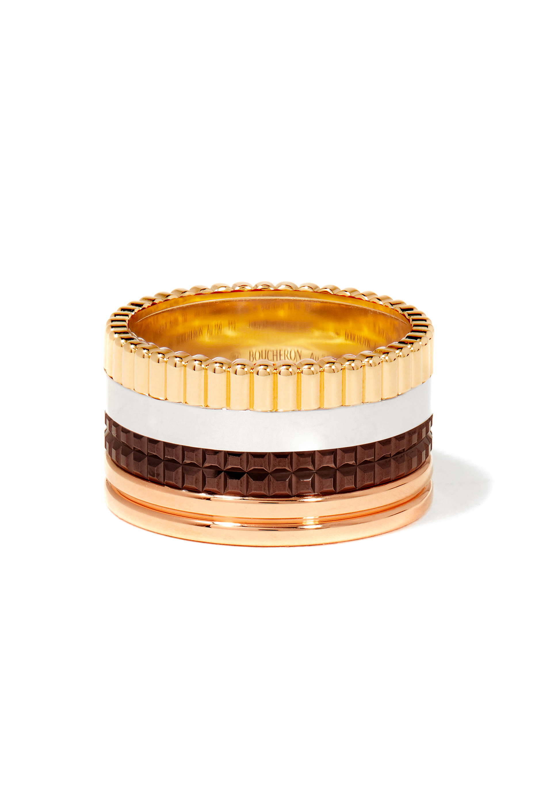 Quatre Classique Large Ring, 18K Mix Gold And Brown Pvd