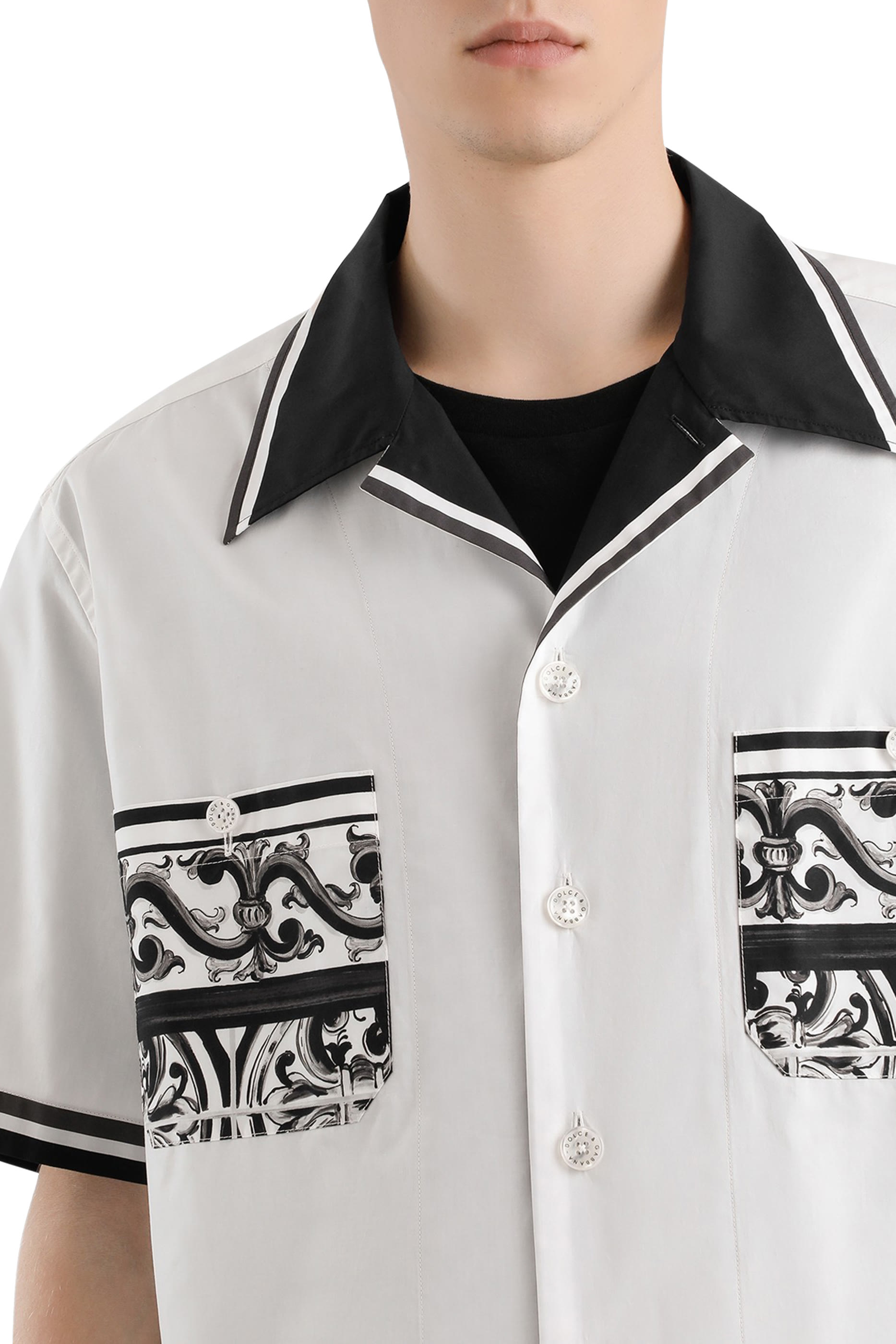 Majolica-Print Hawaiian Poplin Shirt