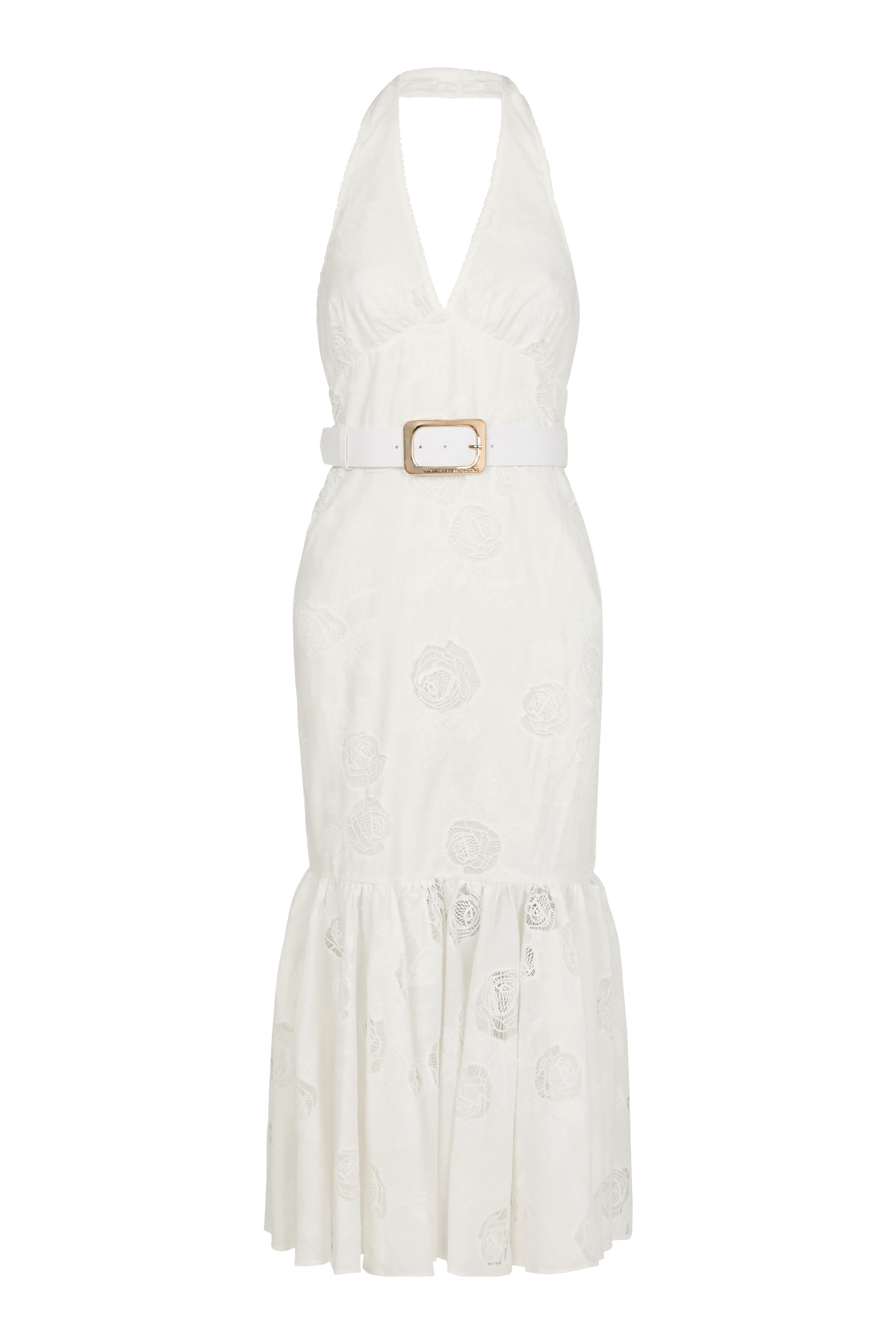 Linen Blend Halterneck Midi Dress