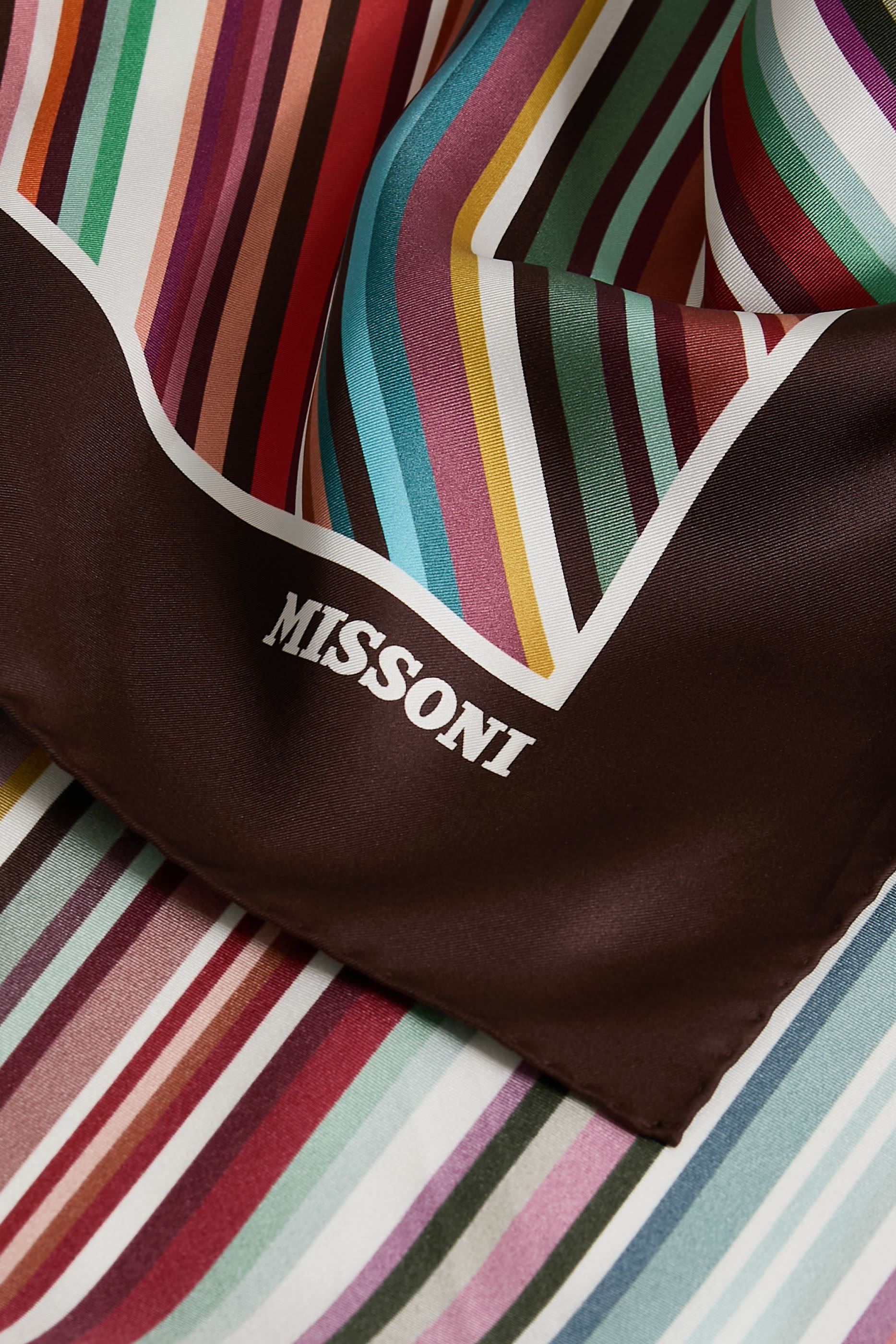  Diagonal Striped Silk Scarf 