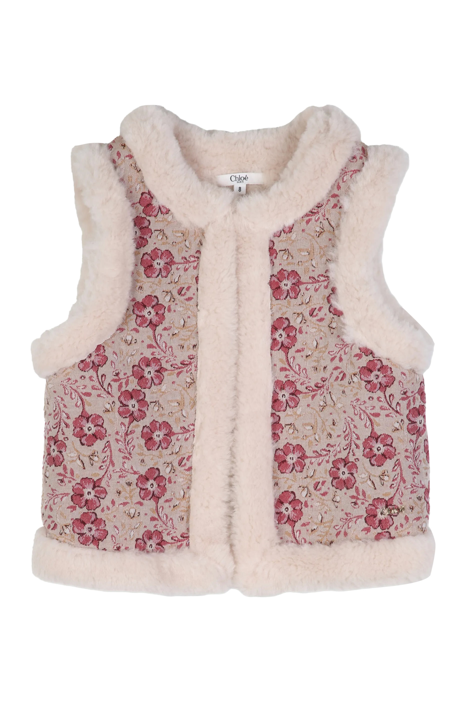 Kids Floral-Jacquard Faux-Fur-Trim Jacket