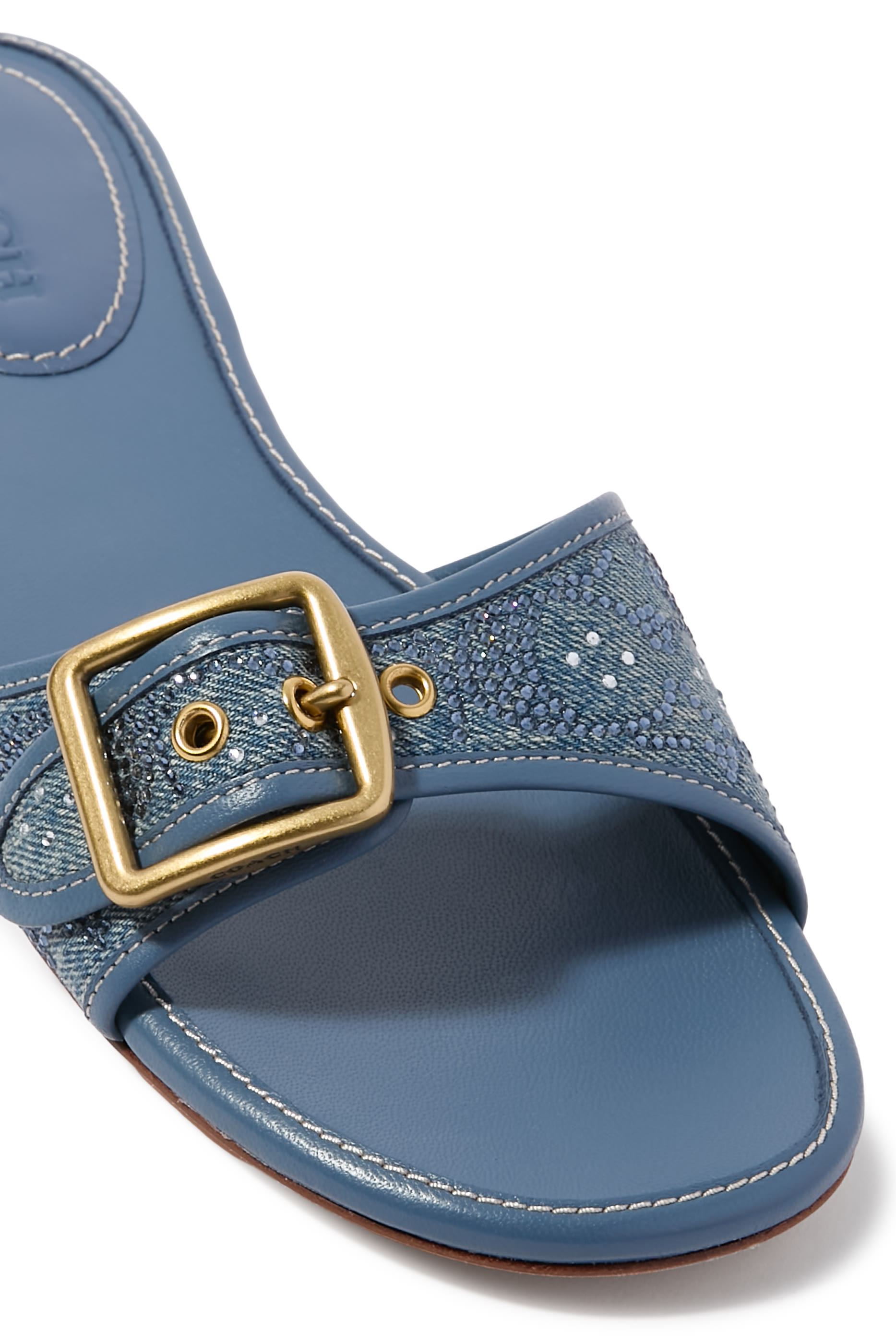 Margot Flat Sandals in Crystal Signature Denim