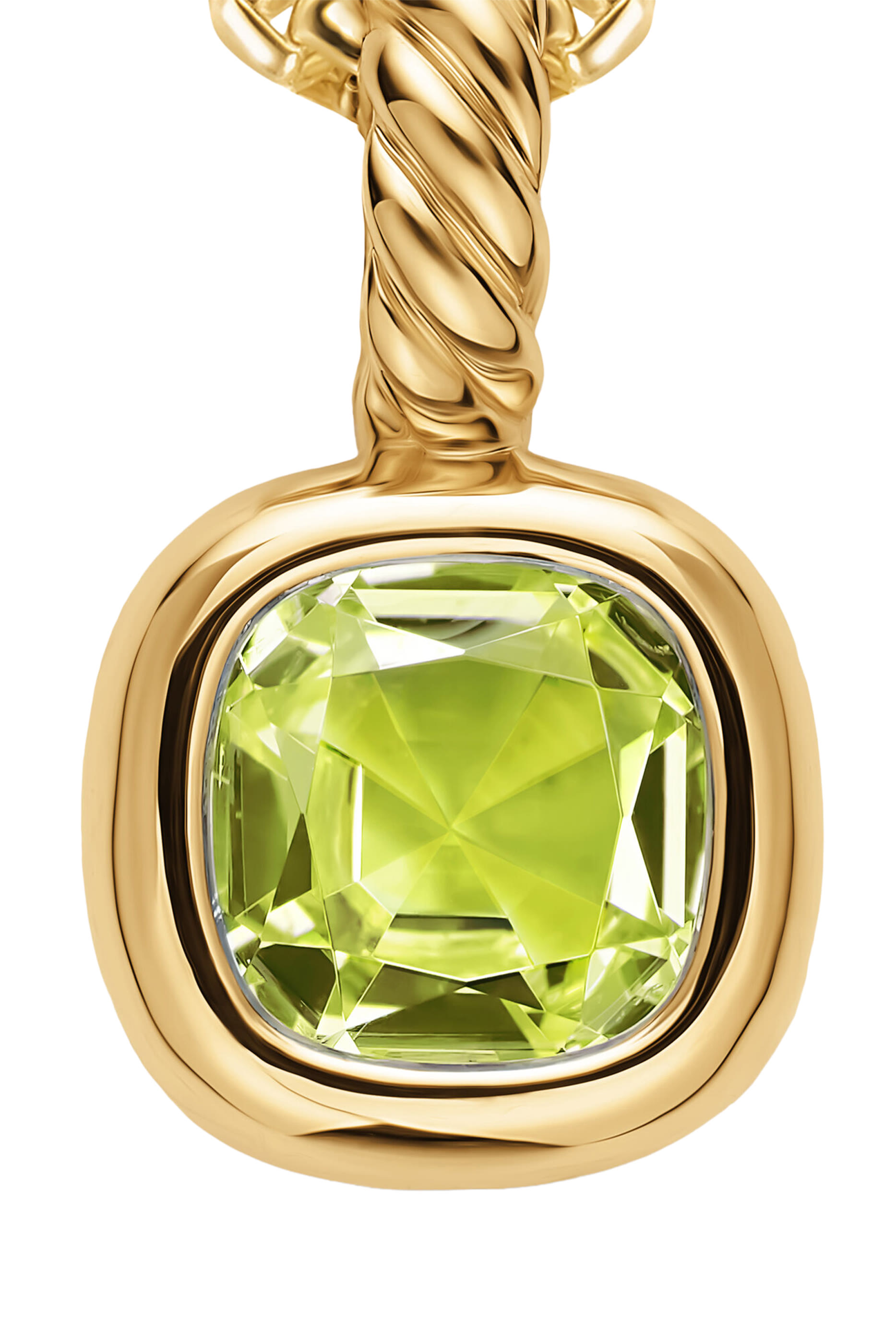 Mini Cushion Cut Amulet, 18K Yellow Gold & Peridot