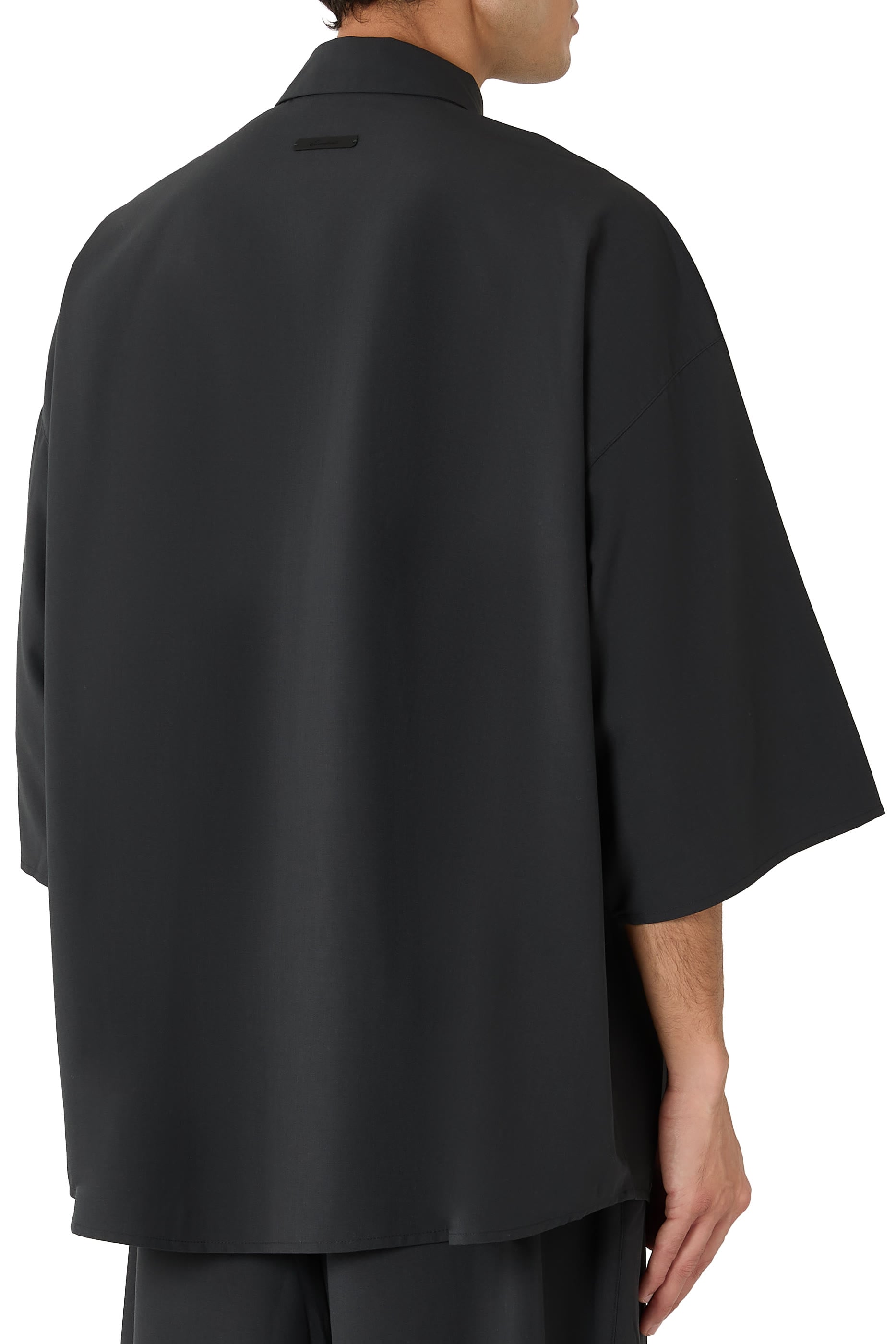 Silk Blend 3/4 Sleeve Button Up Shirt
