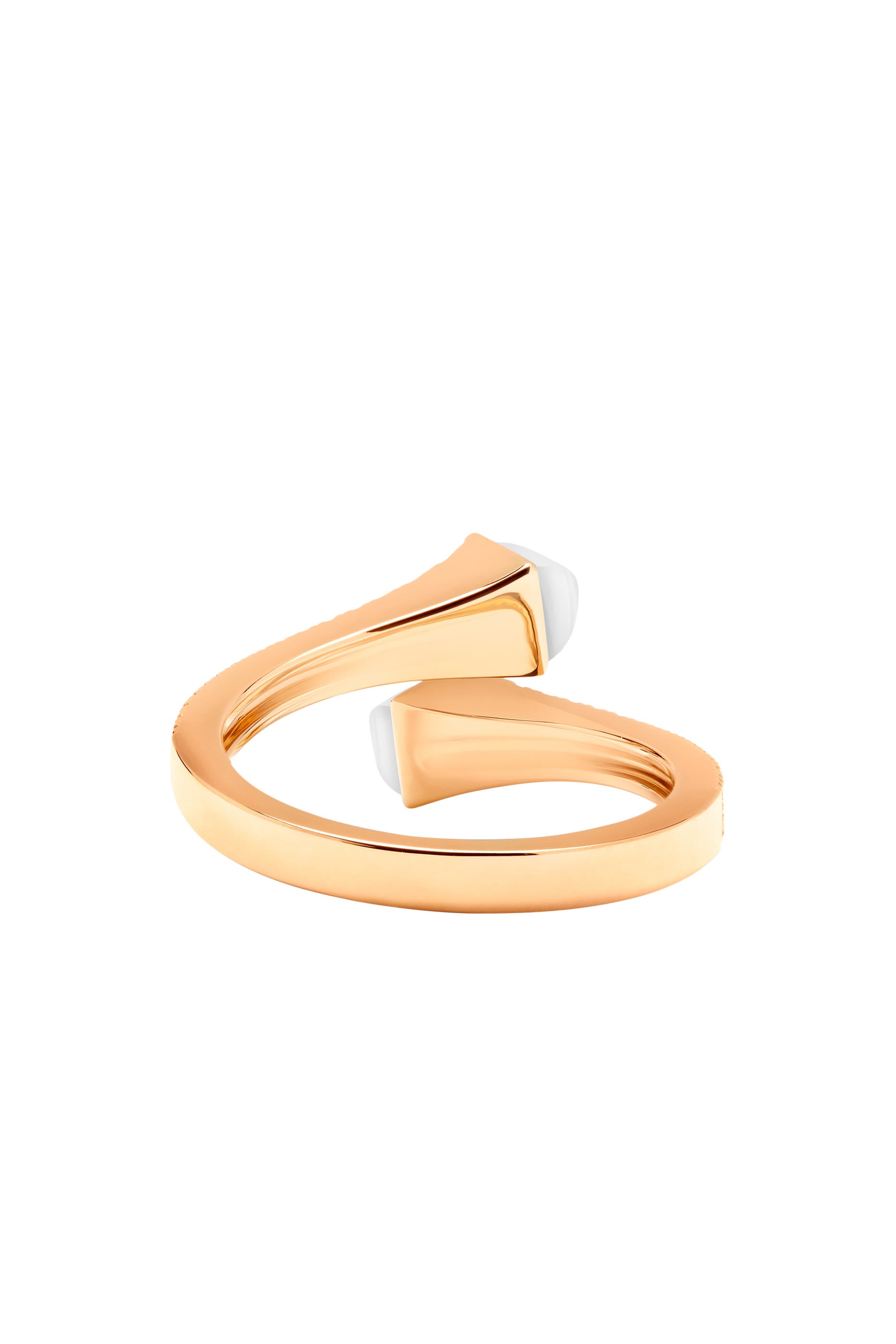 Cleo Slim Ring, 18k Rose Gold with White Agate & Diamonds