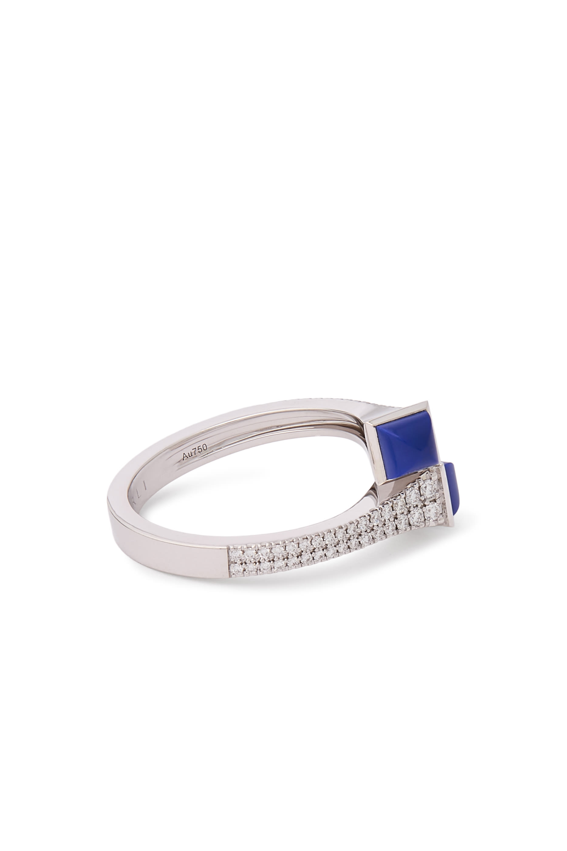 Cleo Slim Ring, 18k White Gold Lapis Lazuli & Diamonds