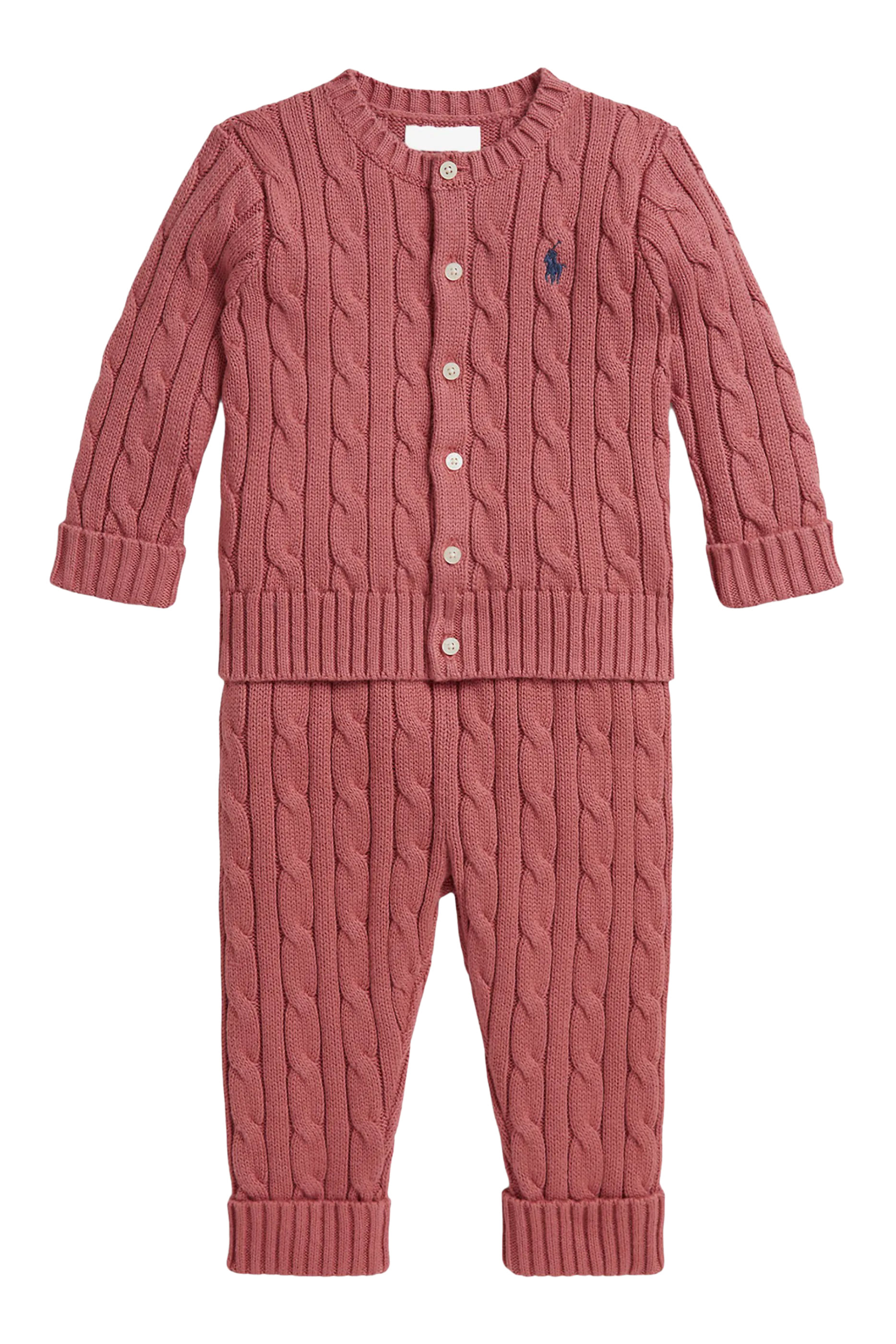 Kids Logo Cable-Knit Cardigan and Pants Set