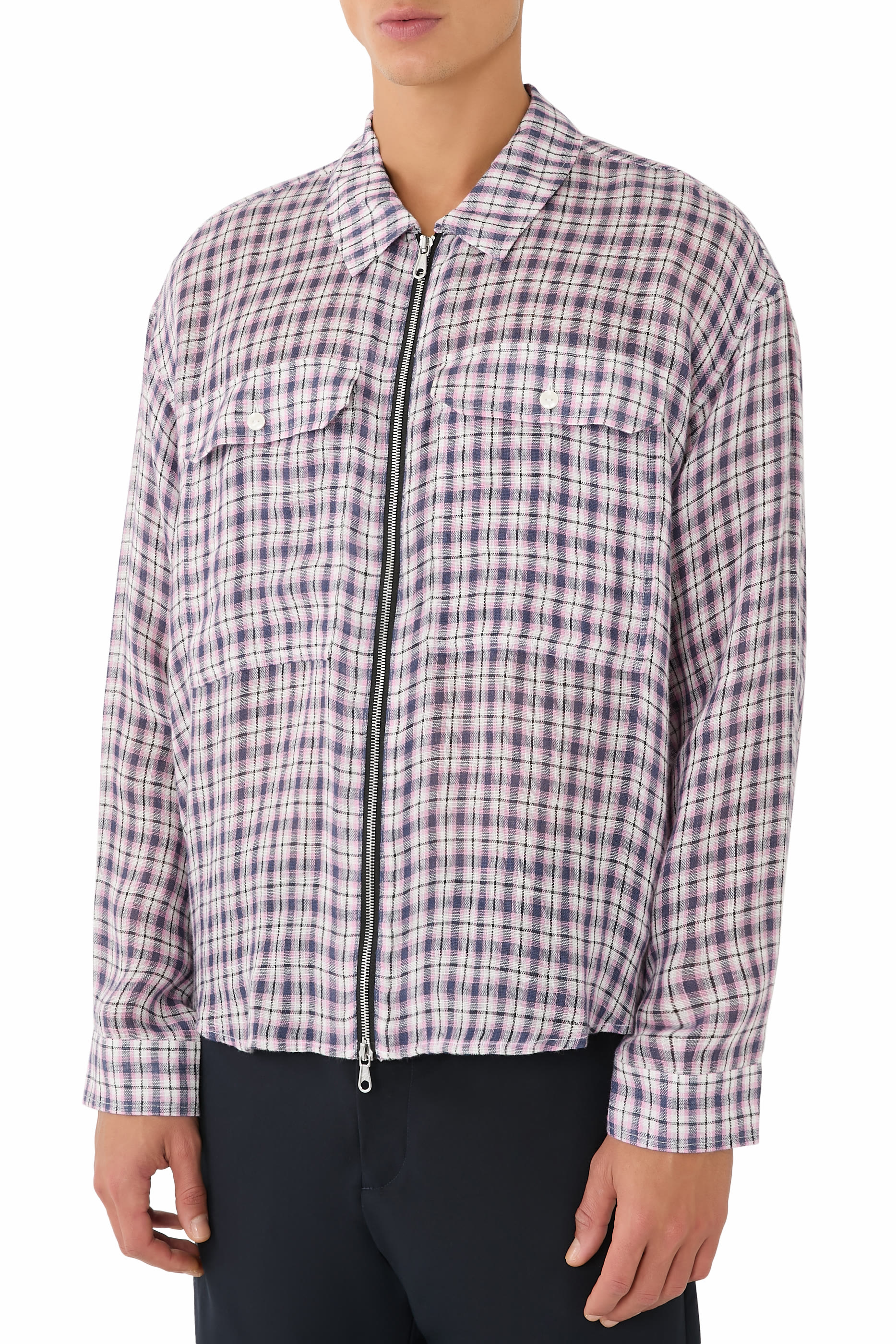  Linen Flannel Zipped Shirt 