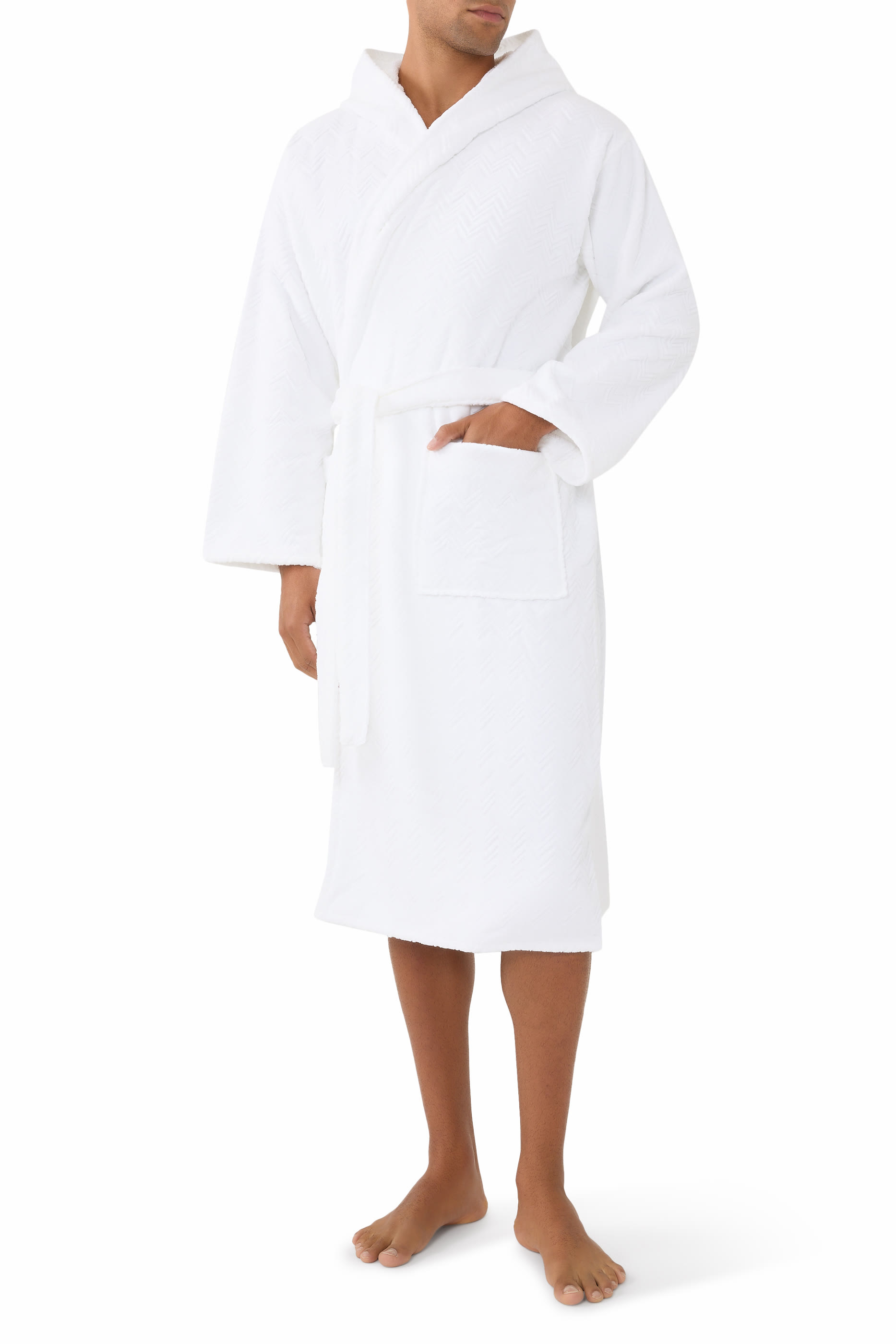 Chalk Hooded Bathrobe