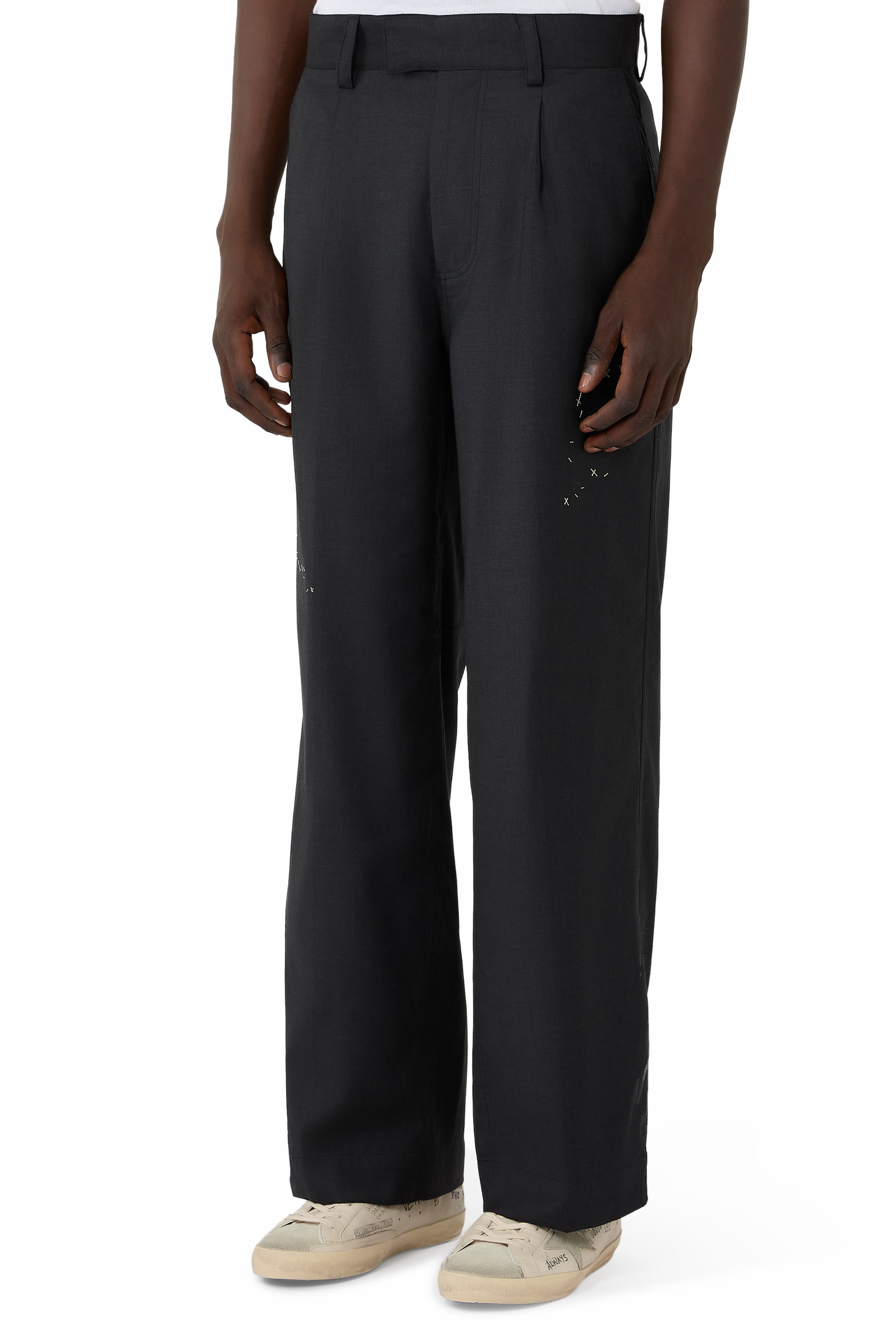 Lazy Denim Pleated Trousers