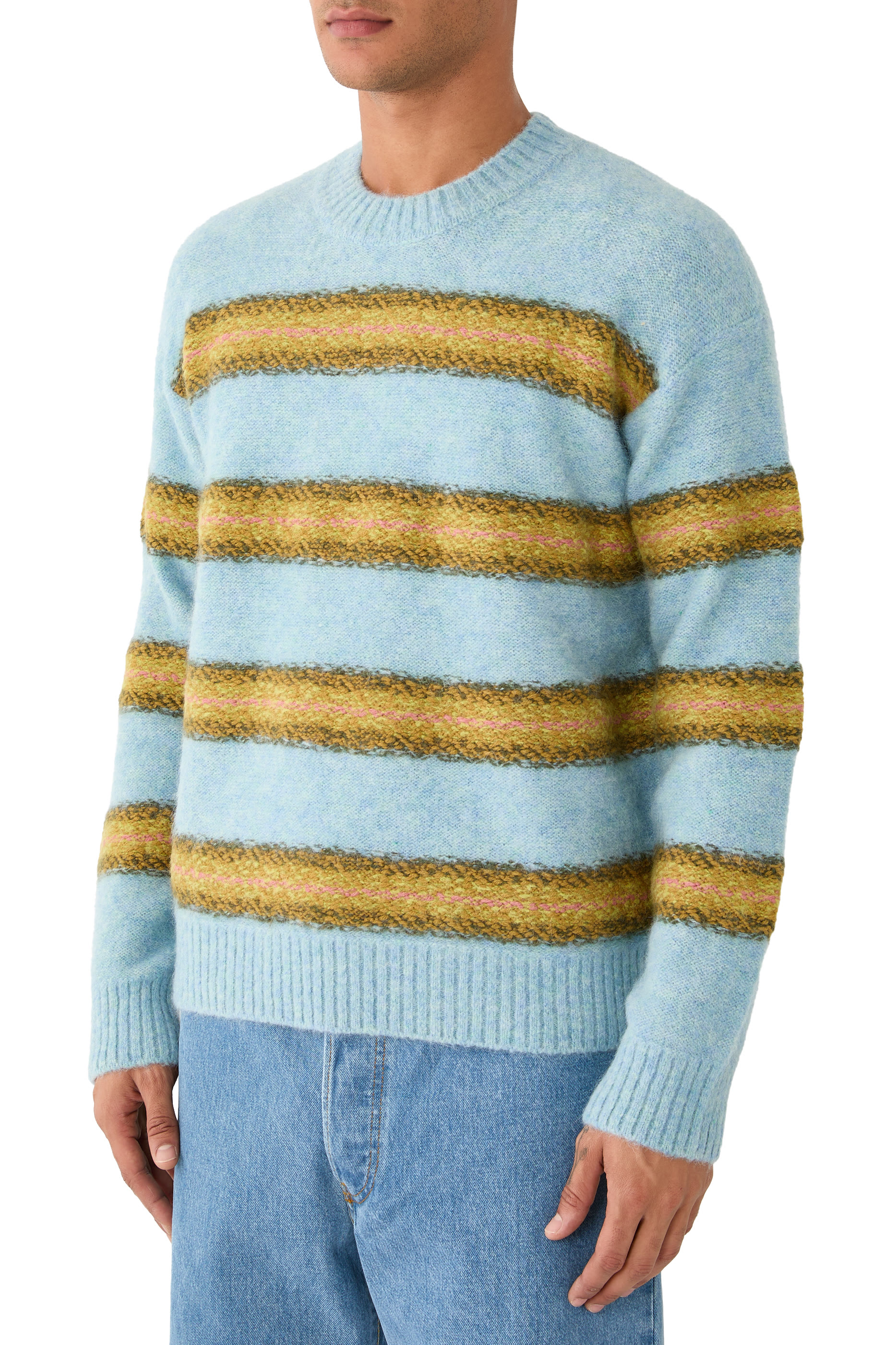 Striped Reversed-Knit Sweater