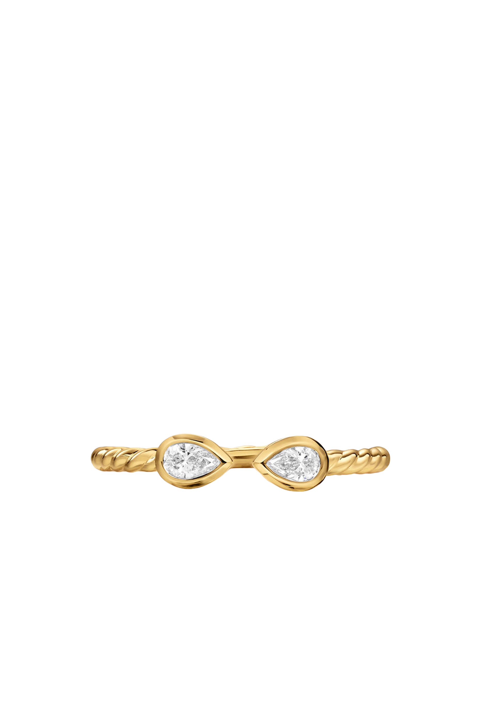 Petite Modern Renaissance® Open Pear Ring, 18K Yellow Gold & Diamonds