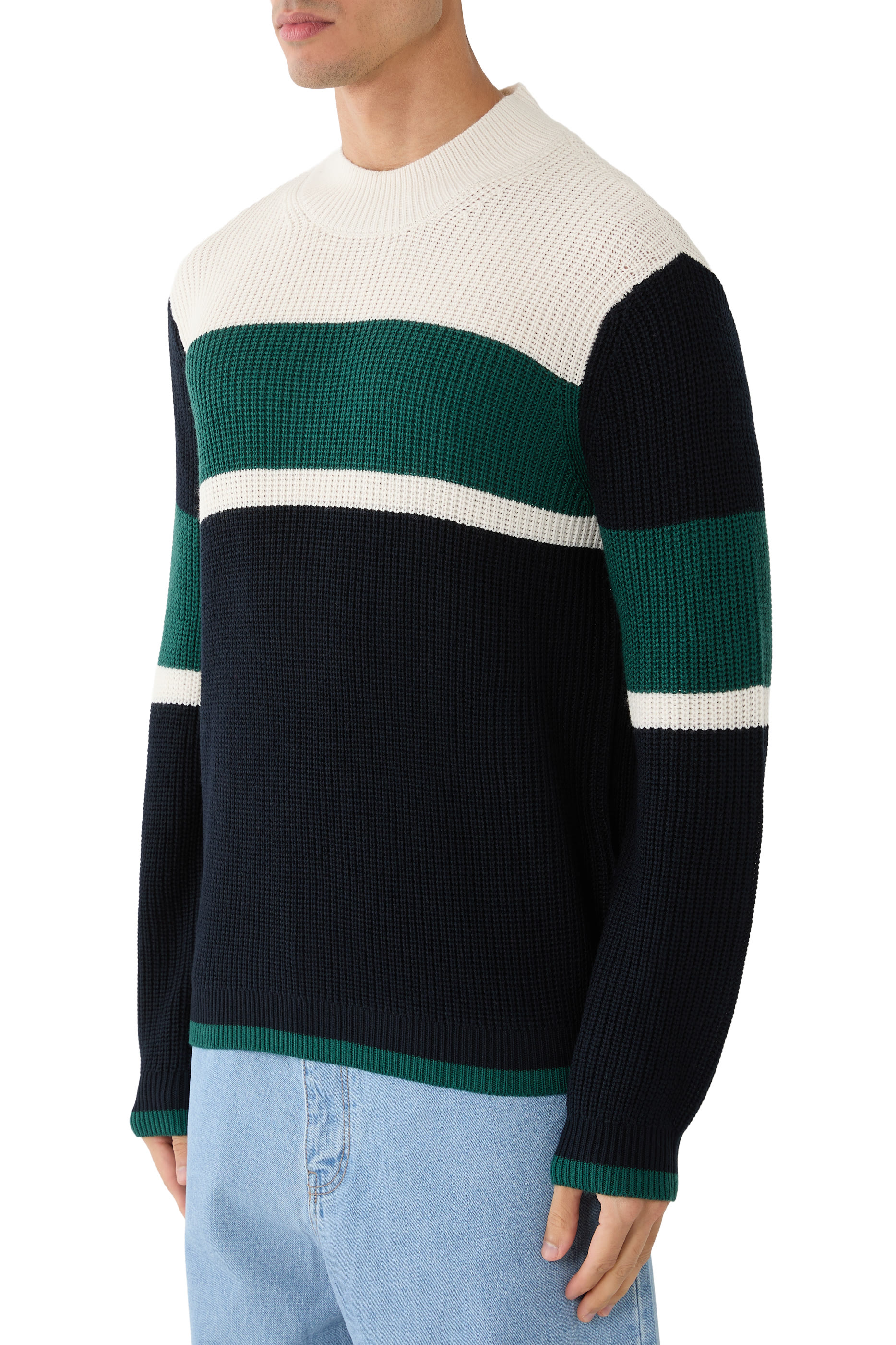 Color-Block Rib Details Pullover