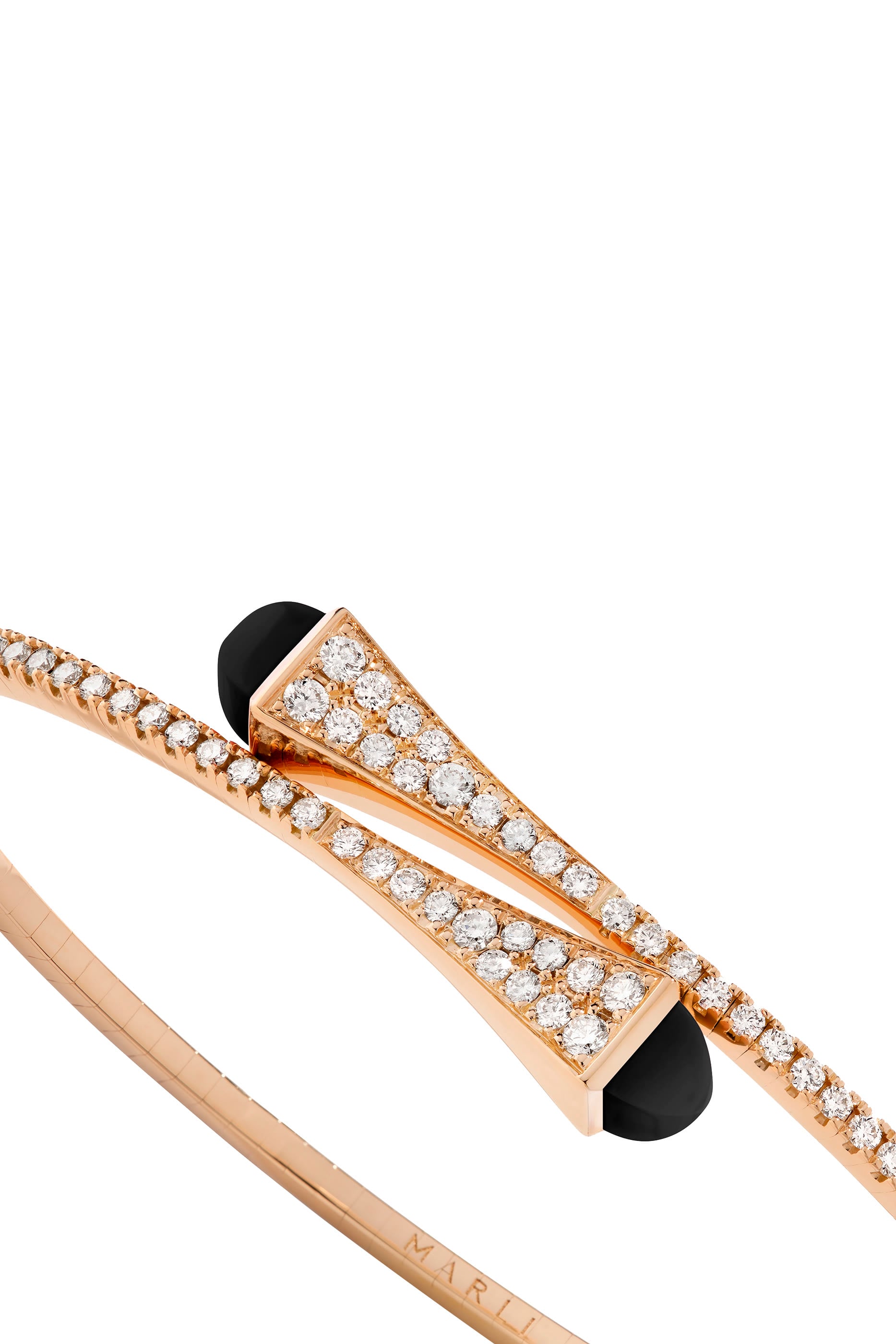 Cleo Slim Bangle, 18k Pink Gold with Black Onyx & Diamonds