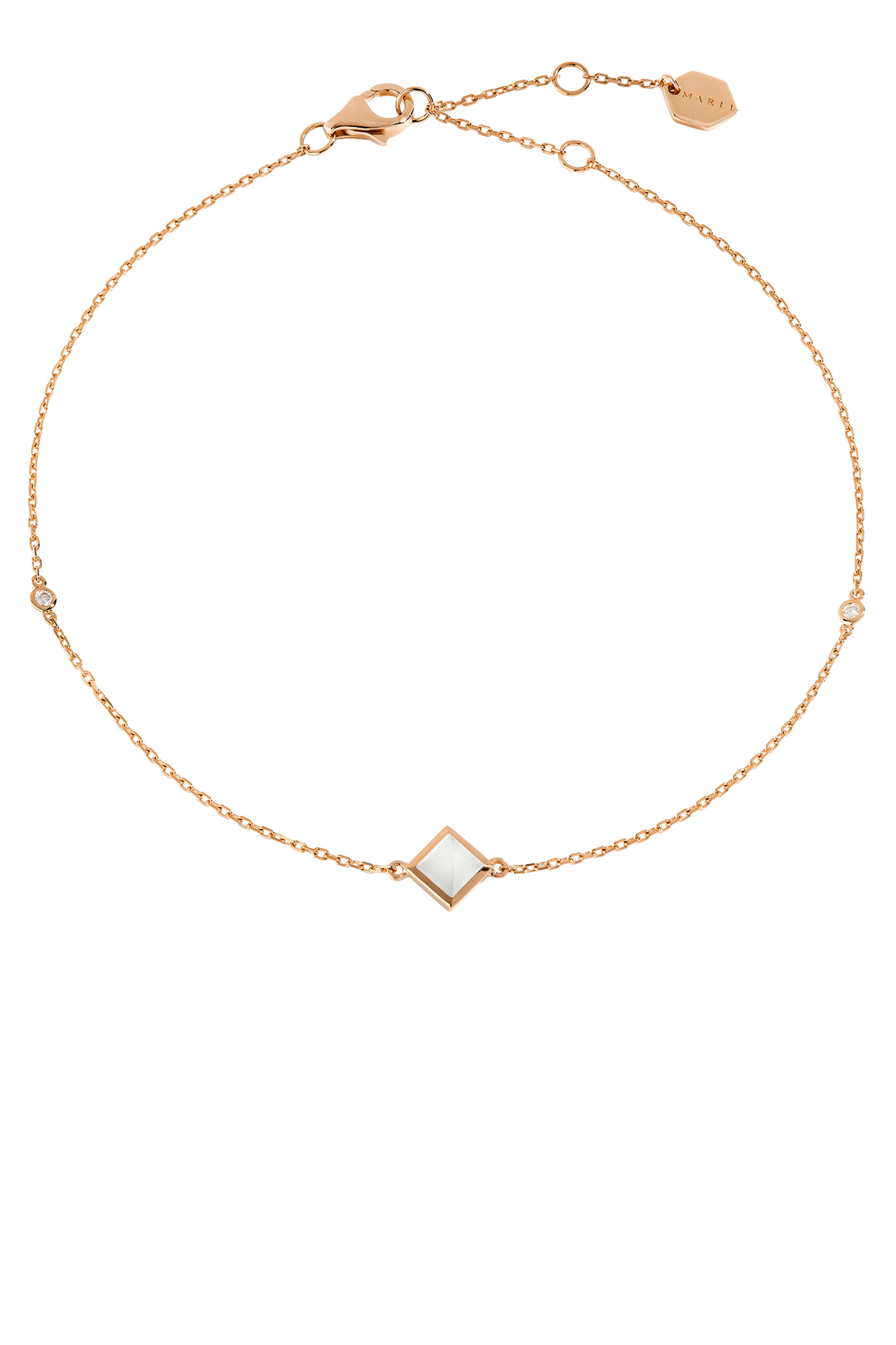 Cleo Pyramid Anklet, 18k Rose Gold & Agate, Diamonds