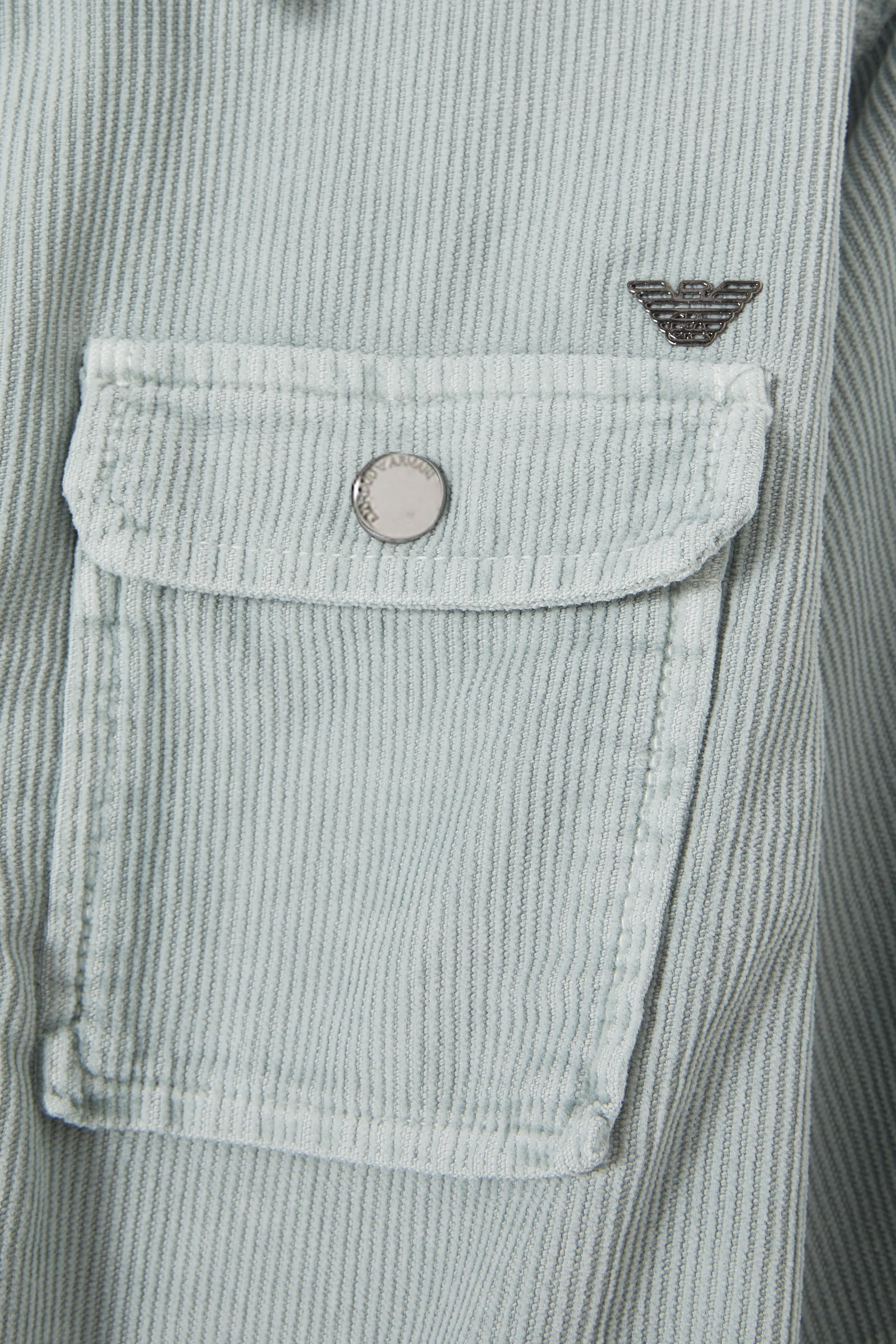 قميص بجيب عند الصدر وأزرار معدنية قطن مضلع مخملي للأطفال