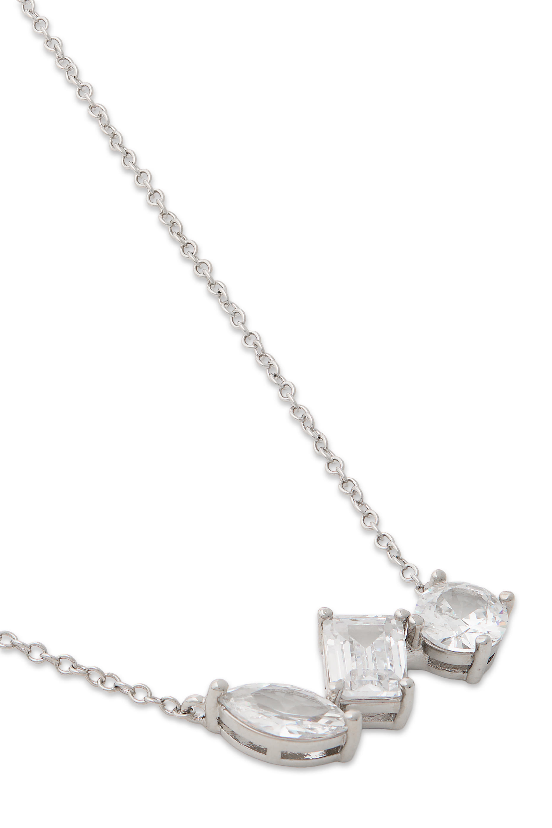 Trio Scatter Necklace, Brass, Goldplate & Cubic Zirconia