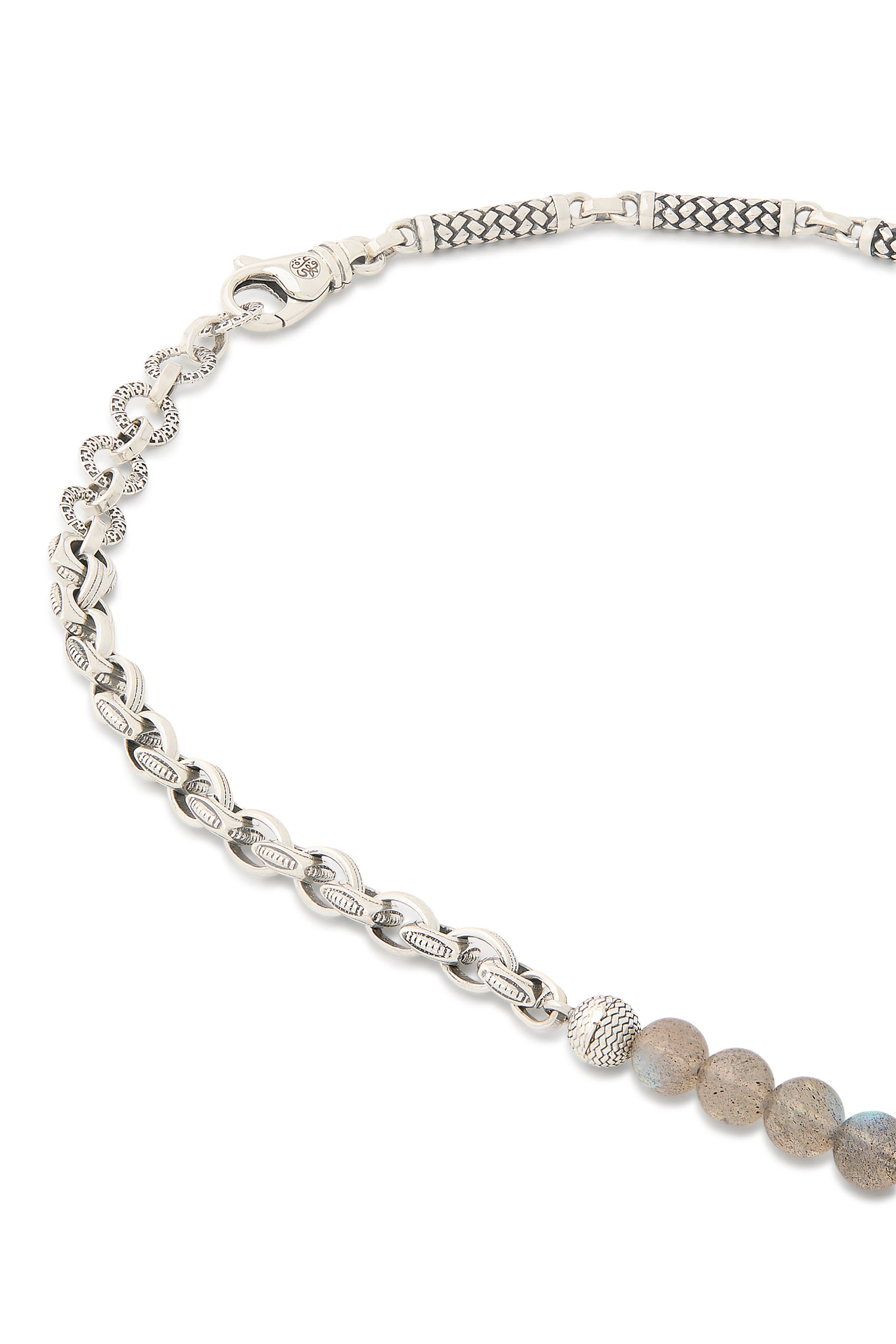Labradorite Beaded Necklace, Sterling Silver