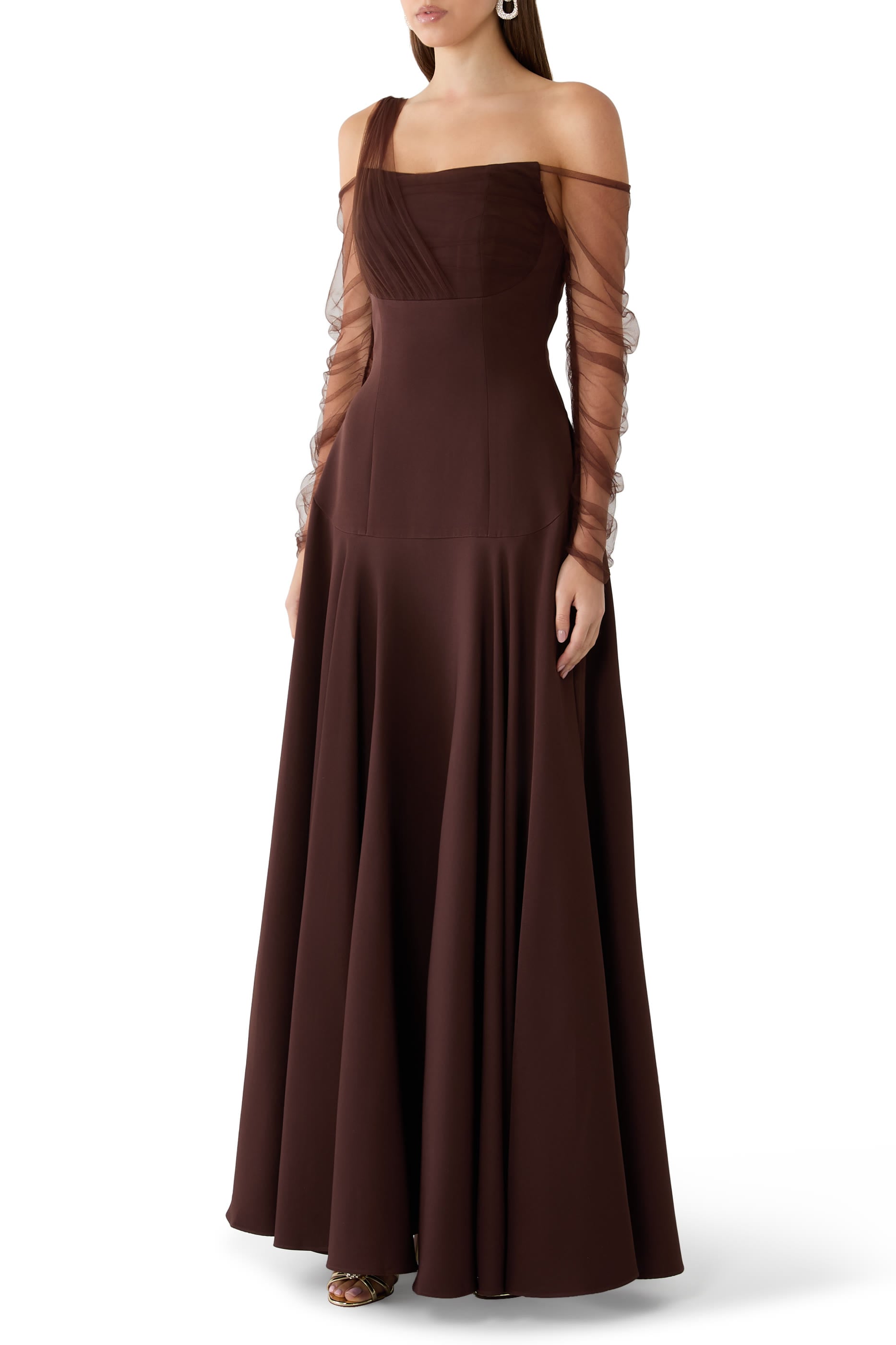 Off-Shoulder A-Line Skirt Gown