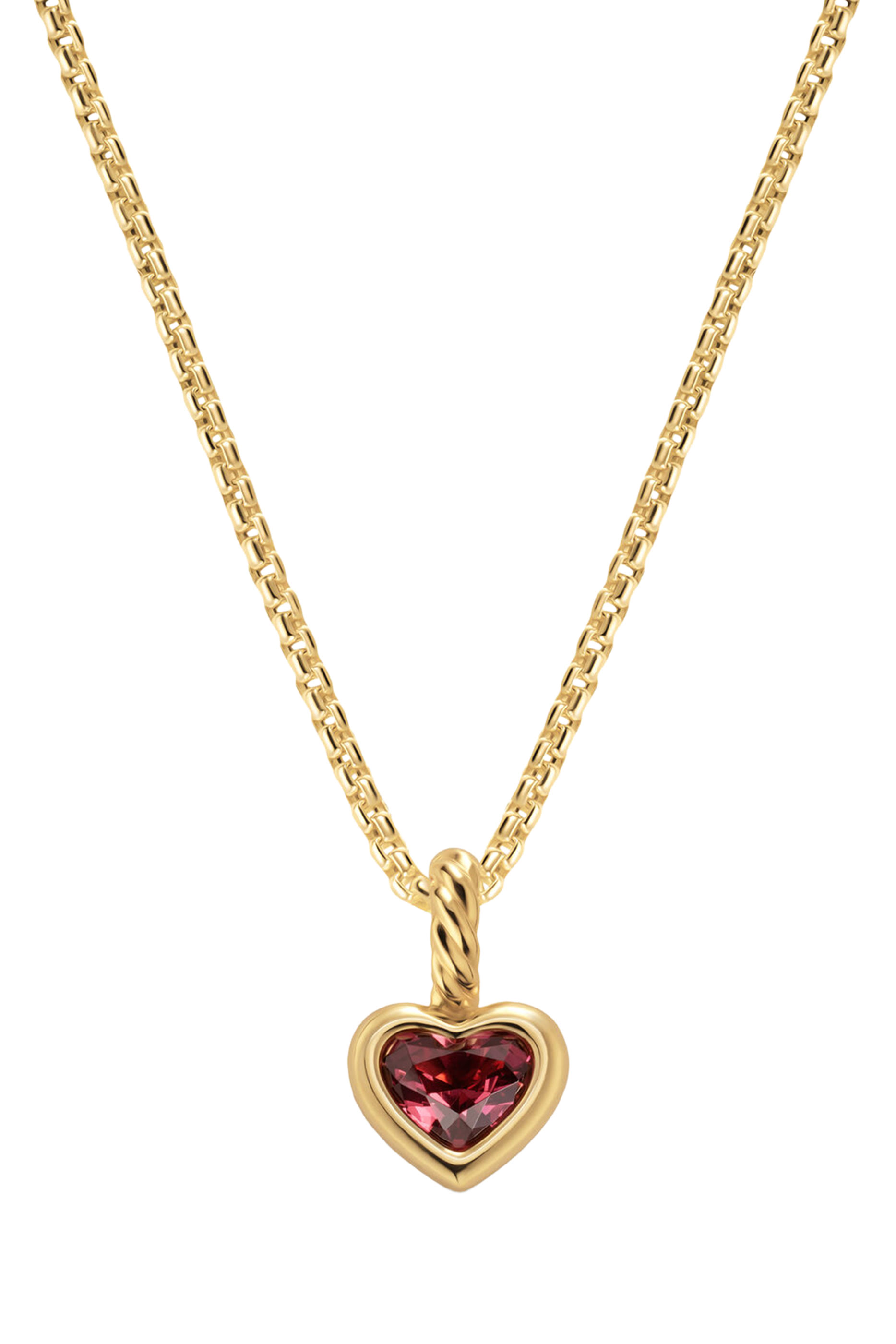 Mini Heart Amulet,18K Yellow Gold & Rhodolite Garnet