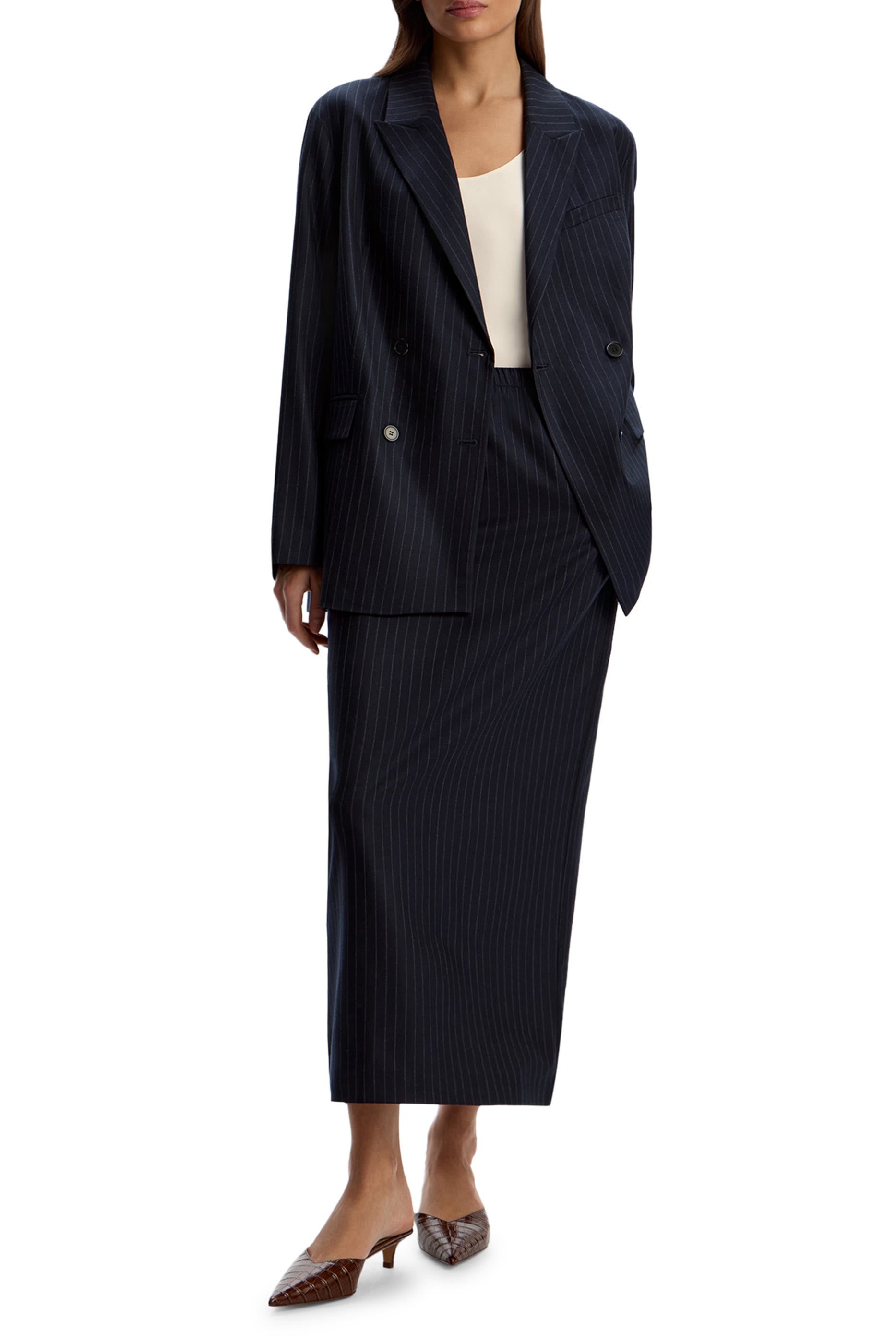Pinstriped Wool Blazer